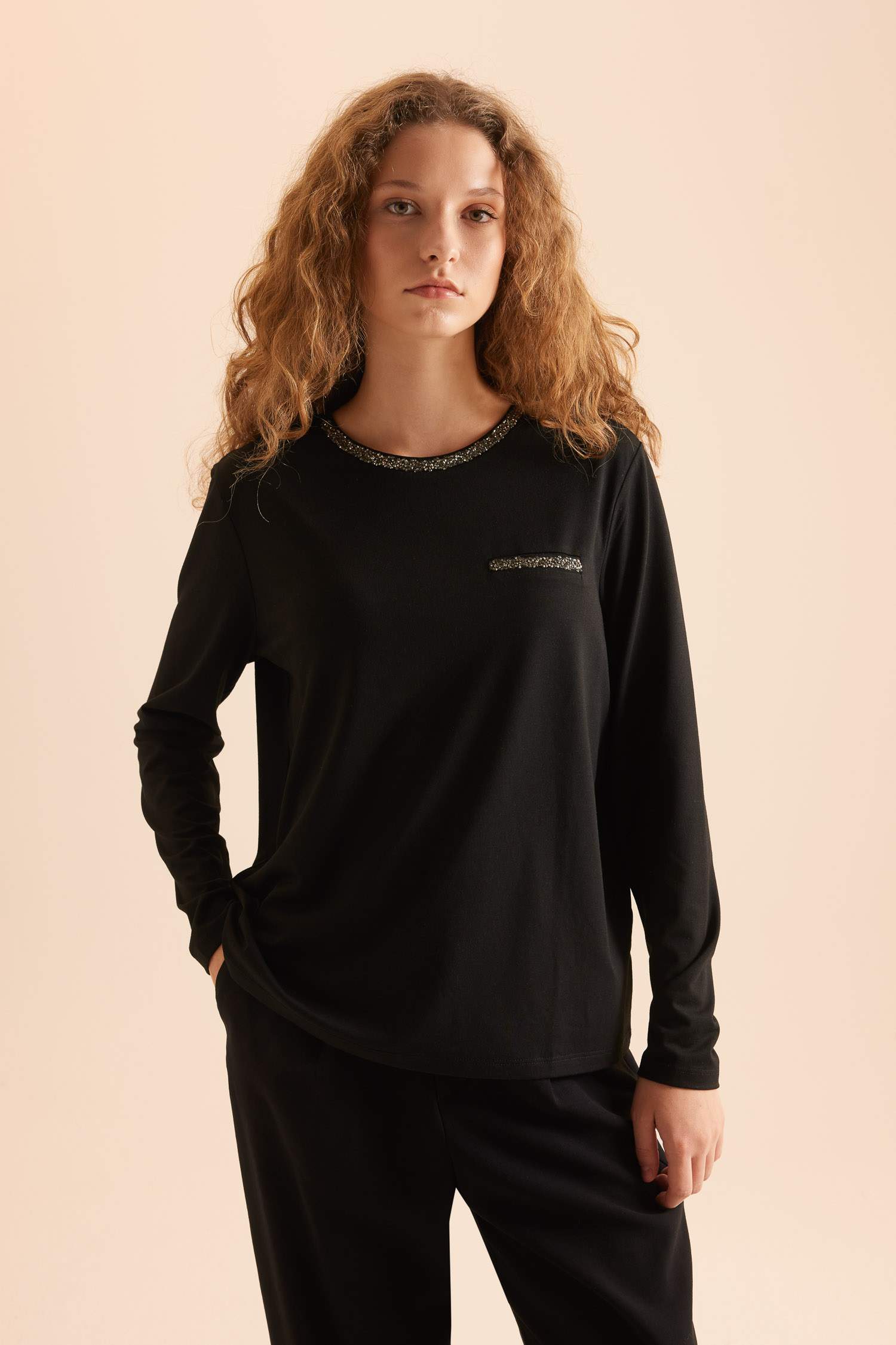 Regular Fit Bisiklet Yaka Uzun Kollu Tişört