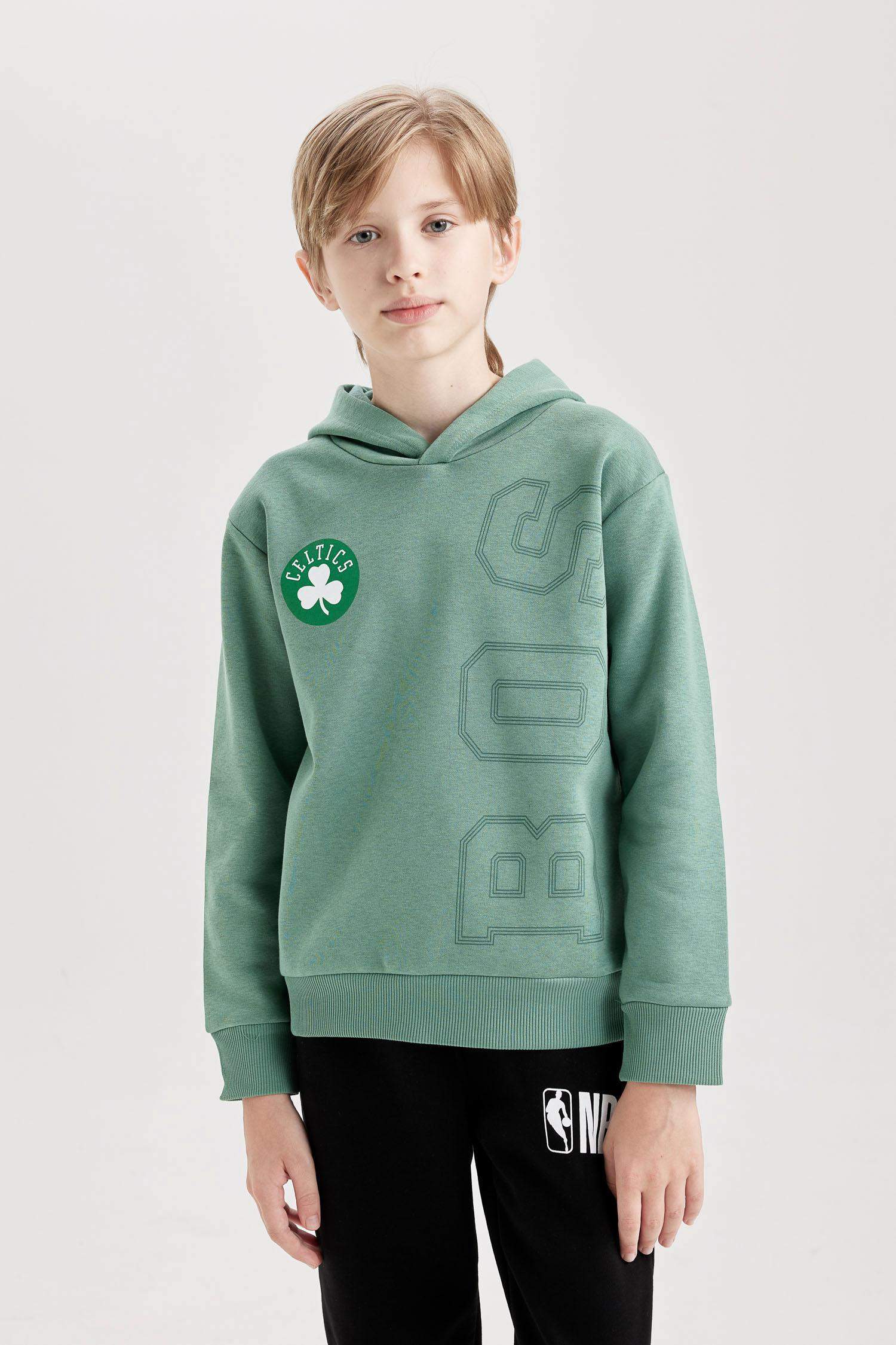 Boy NBA Boston Celtics Regular Fit Crew Neck Thick Sweatshirt