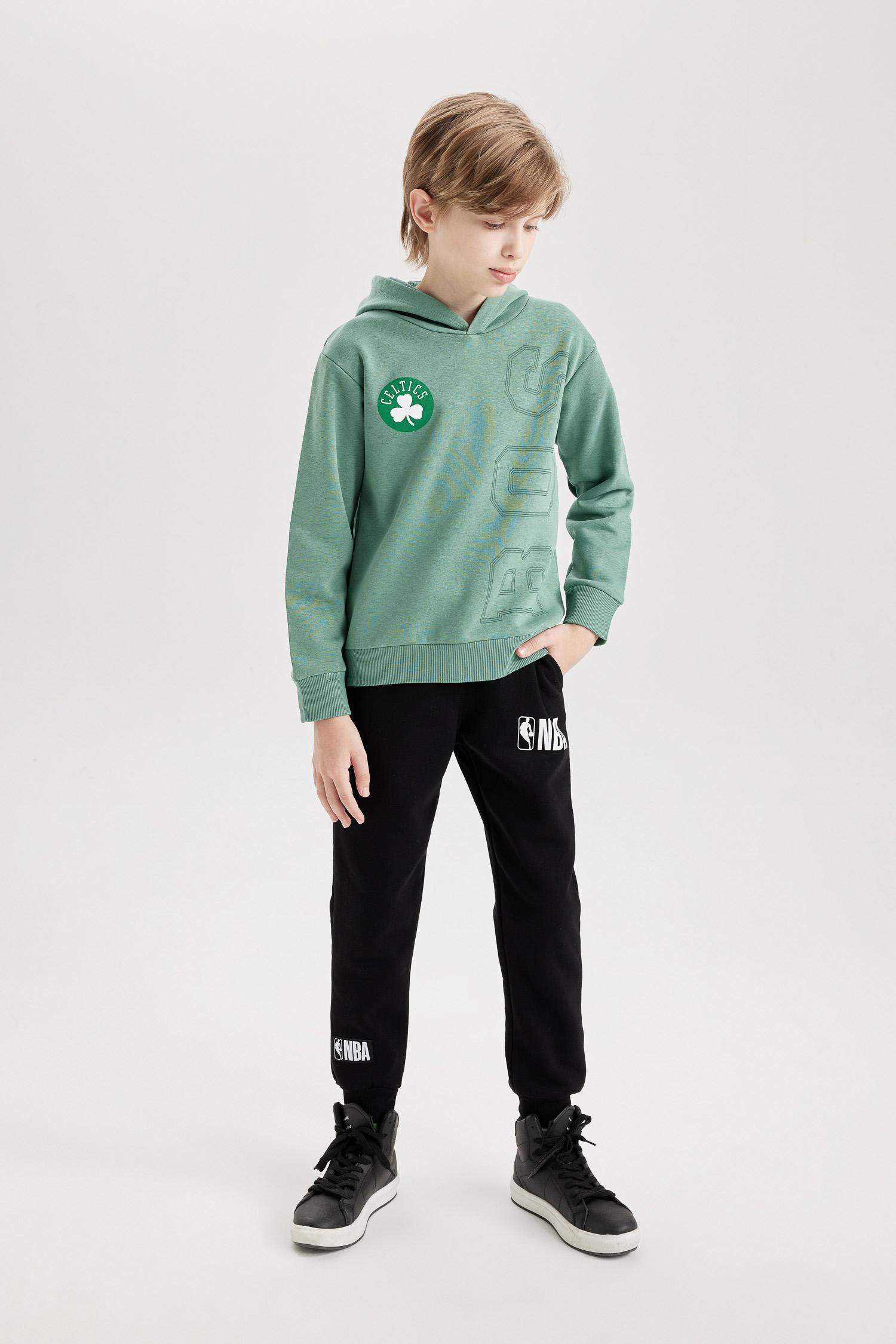 Boy NBA Boston Celtics Regular Fit Crew Neck Thick Sweatshirt
