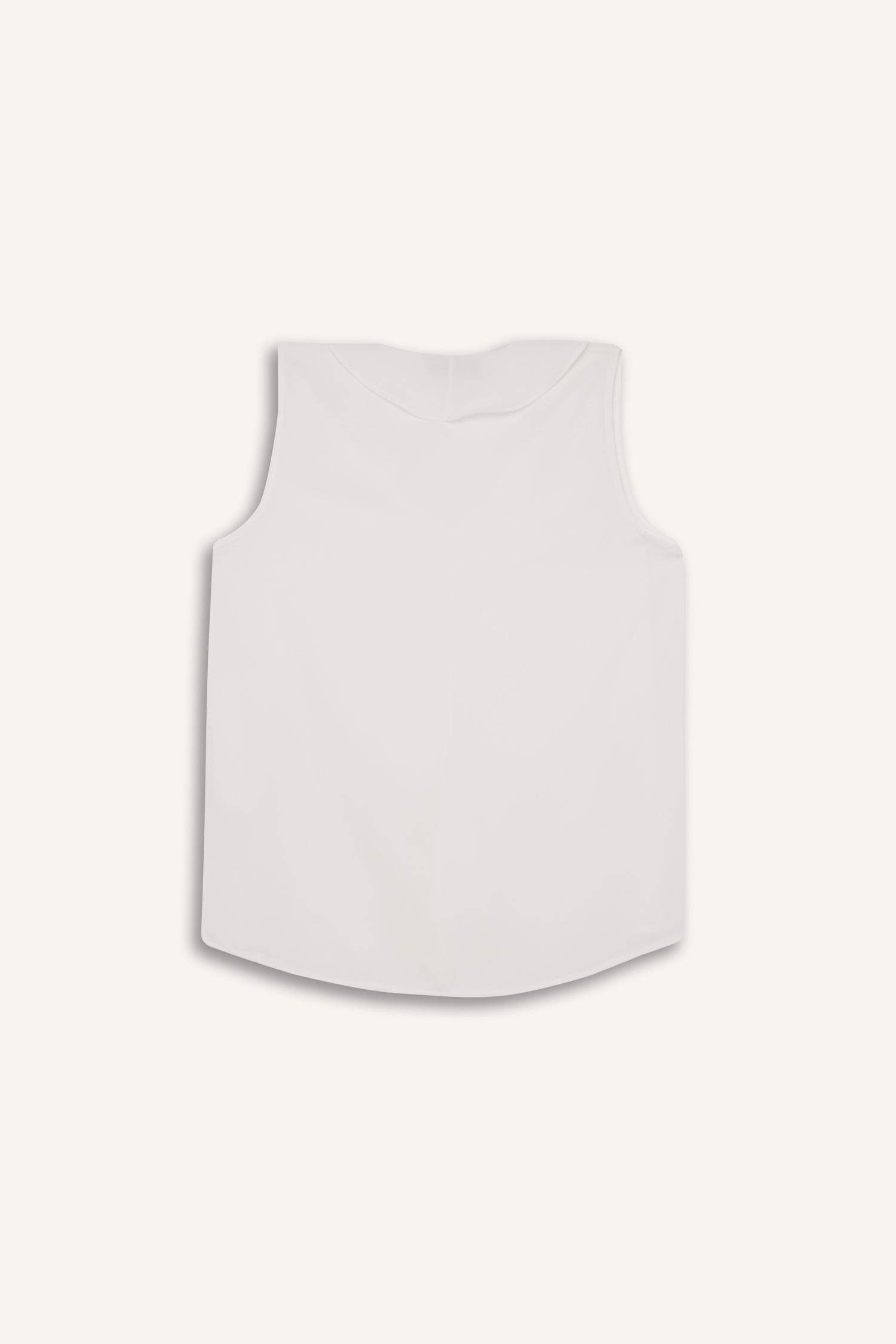 Regular Fit V Yaka Şifon Kolsuz Bluz