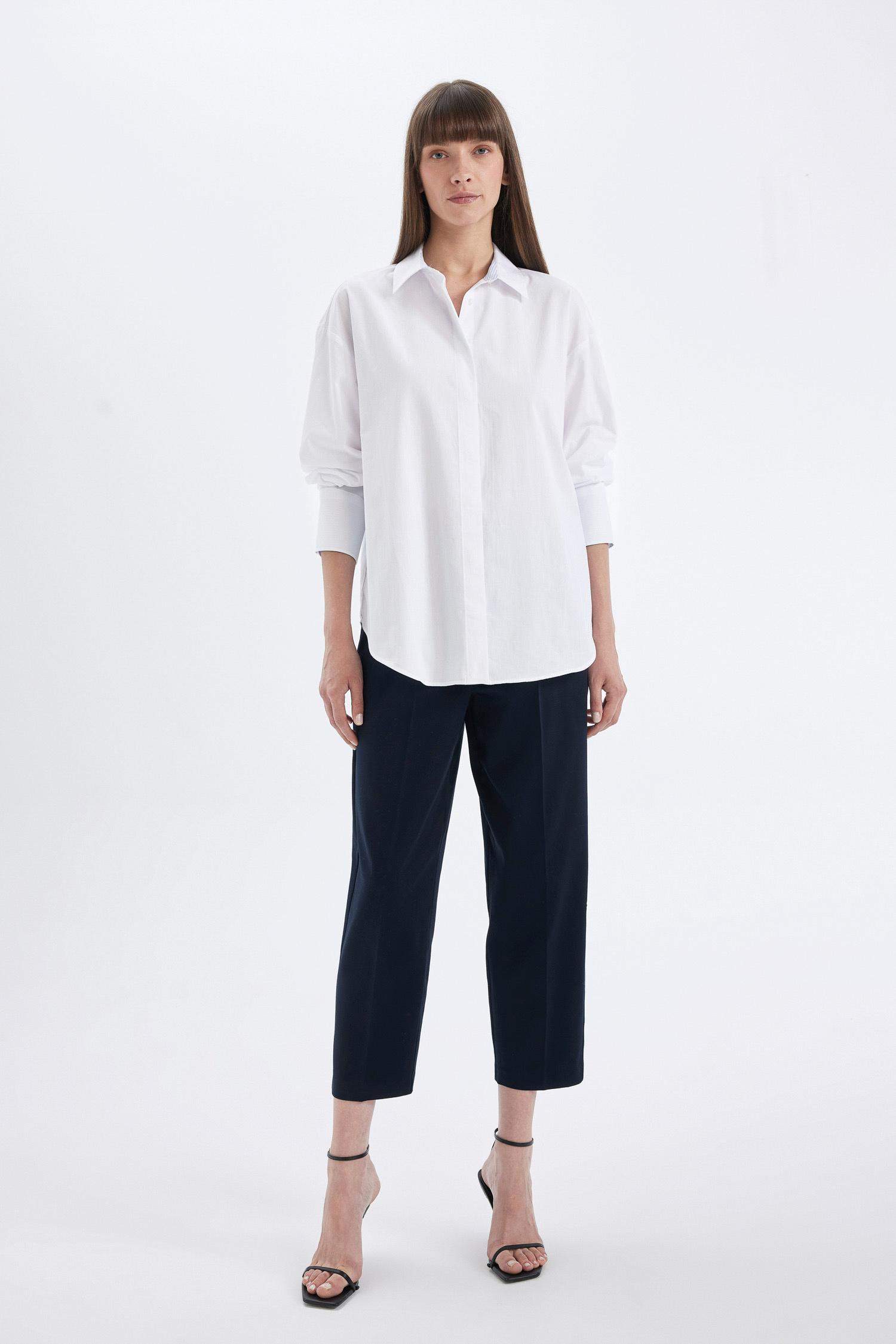 Oversize Geniş Kalıp Basic Düz Poplin Uzun Kollu Gömlek