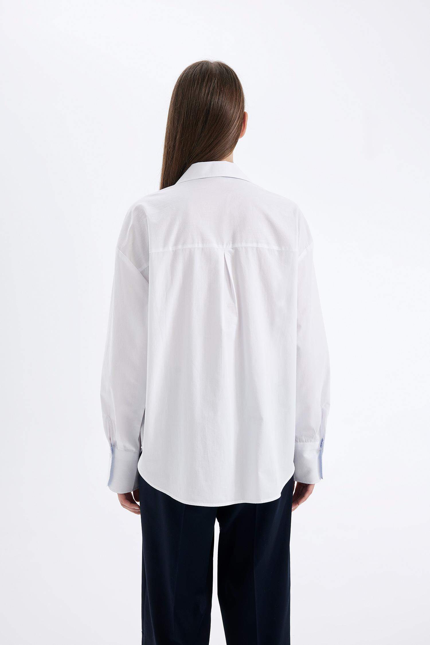 Oversize Geniş Kalıp Basic Düz Poplin Uzun Kollu Gömlek