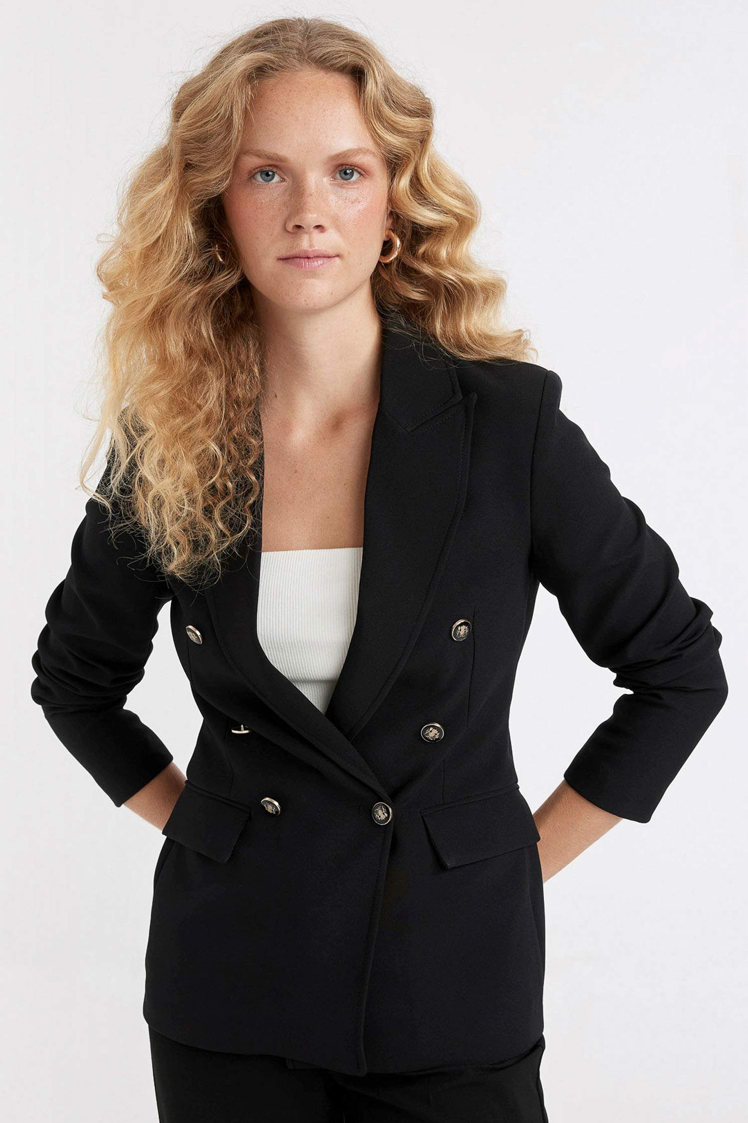 Oversize Geniş Kalıp Gömlek Yaka Düğmeli Basic Düz Blazer Ceket