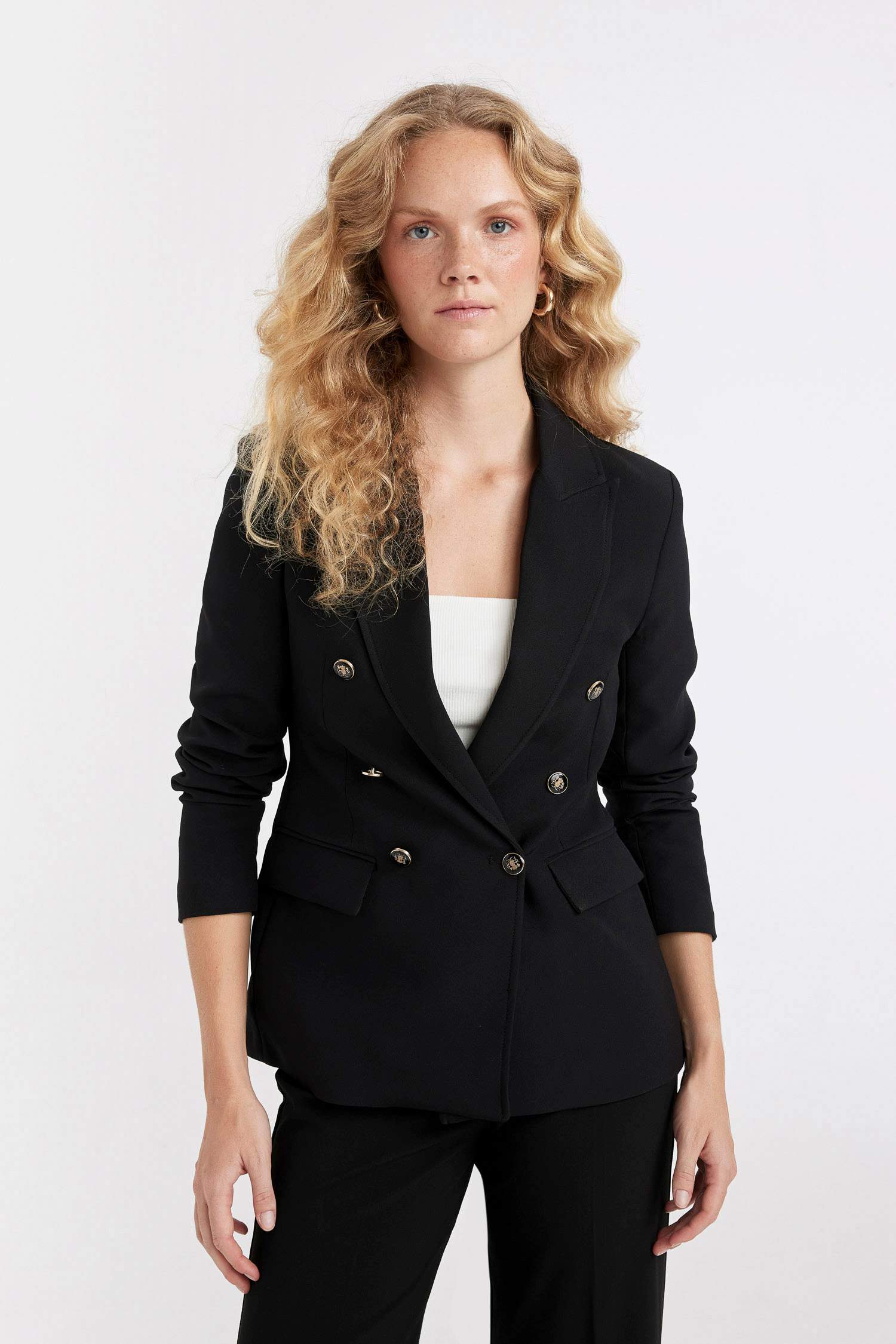 Oversize Geniş Kalıp Gömlek Yaka Düğmeli Basic Düz Blazer Ceket