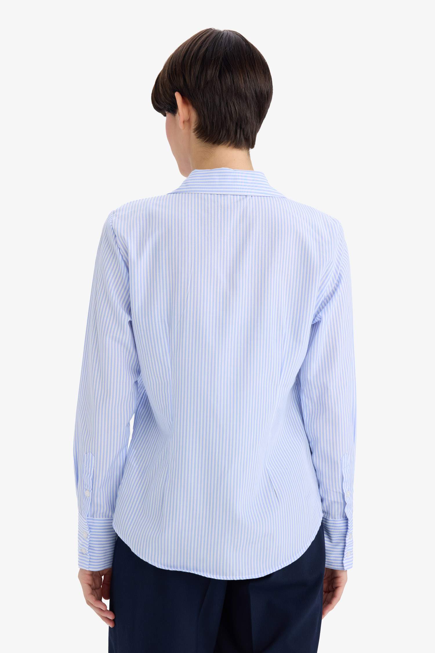 Fitted Poplin Long Sleeve Striped Shirt