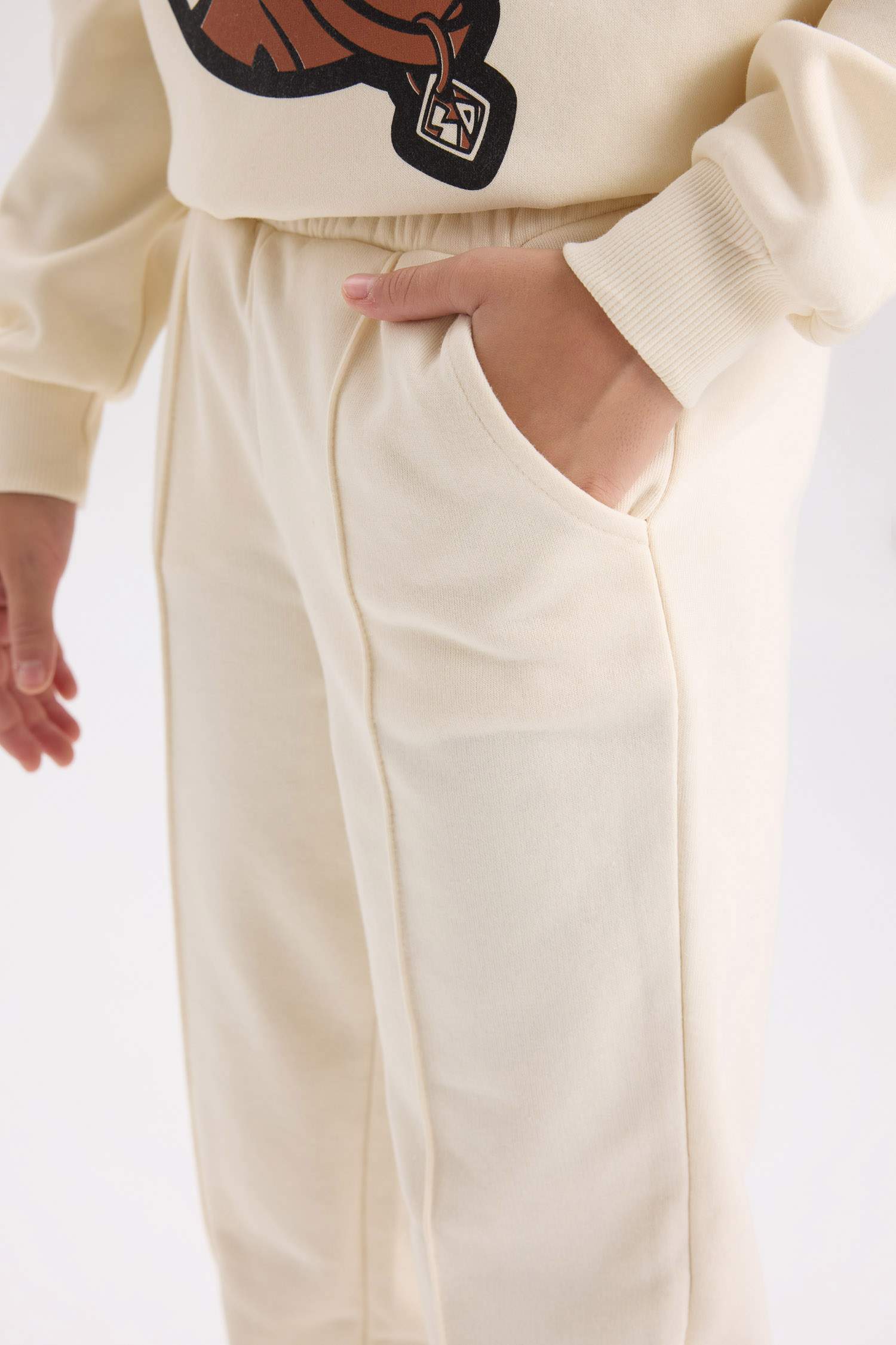 Kız Çocuk Beli Paçası Lastikli Basic Düz Jogger Eşofman Altı