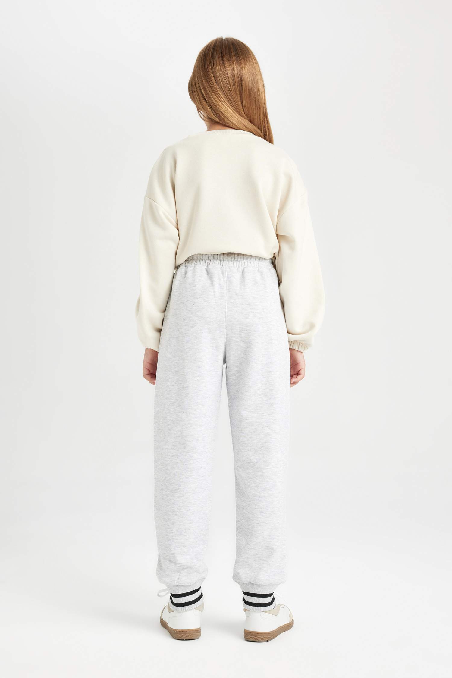 Kız Çocuk Beli Paçası Lastikli Baskılı Jogger Eşofman Altı