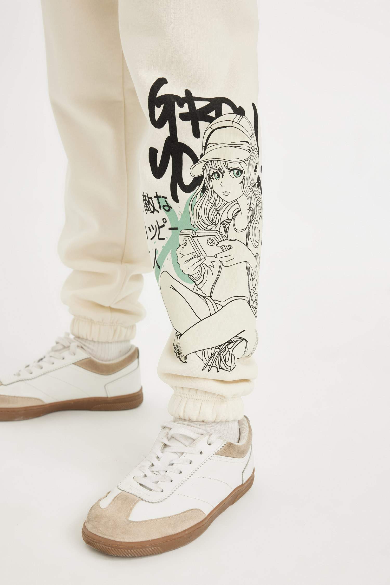 Kız Çocuk Beli Paçası Lastikli Baskılı Jogger Eşofman Altı