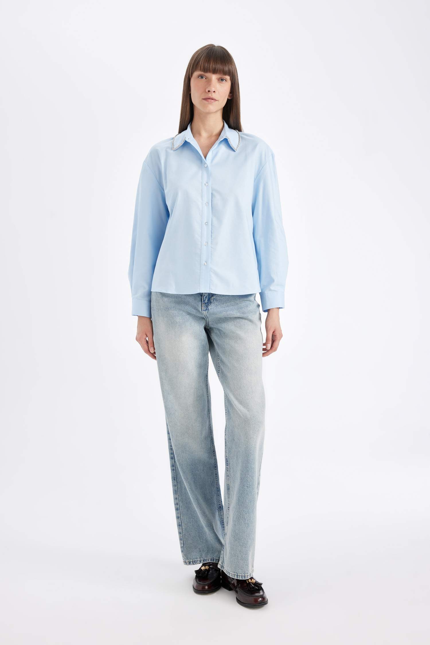 үлкен пішім Ұзын жеңді көйлек