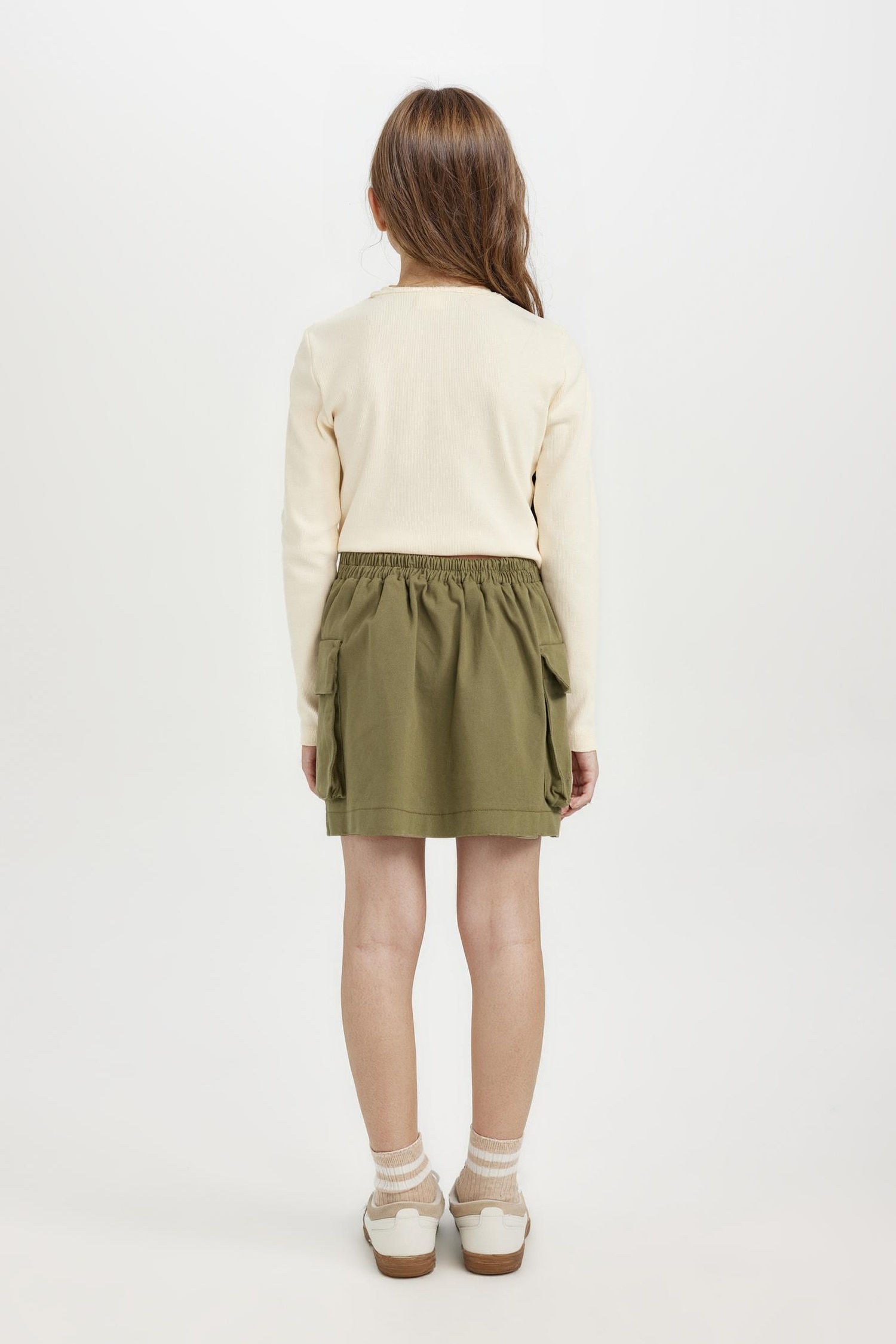 Girl Pleated Detailed Gabardine Skirt