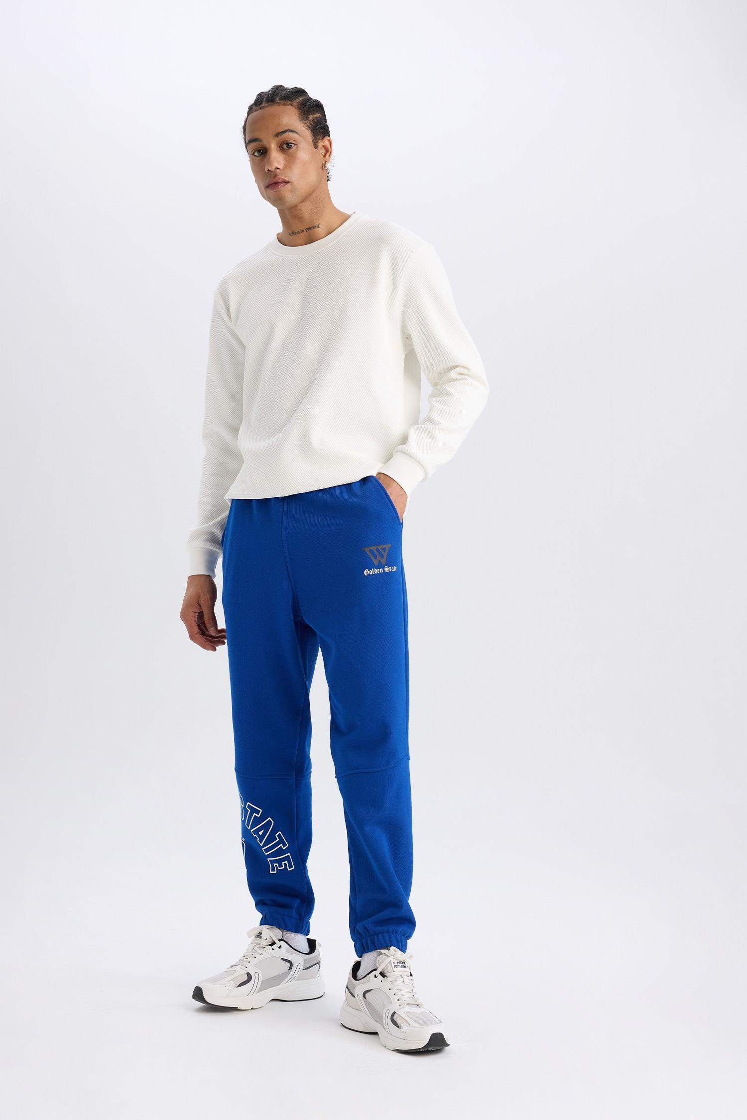 DeFactoFit Kalın Jogger Eşofman Altı NBA Golden State Warriors Standart Fit Beli Bağcıklı Cepli