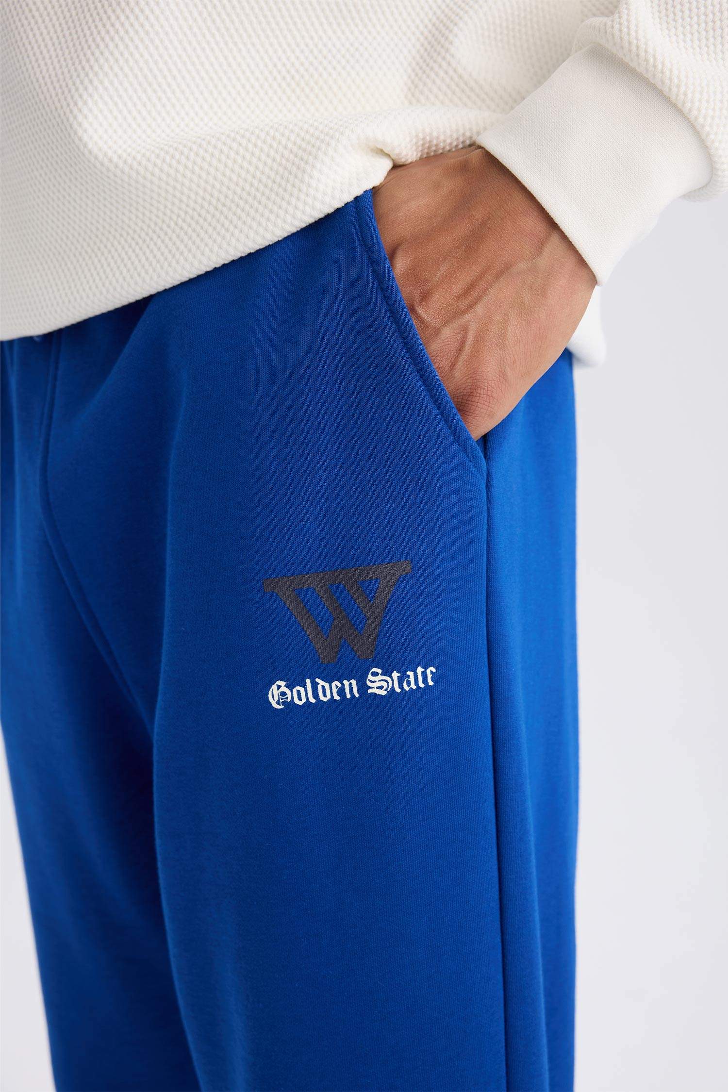 DeFactoFit Kalın Jogger Eşofman Altı NBA Golden State Warriors Standart Fit Beli Bağcıklı Cepli