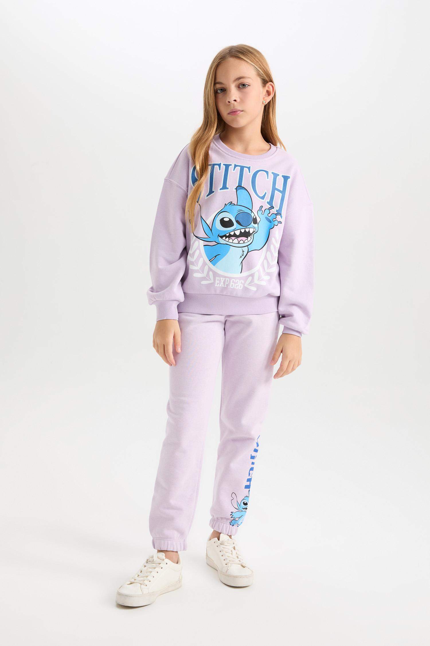 Kız Çocuk Disney Lilo & Stitch Beli Lastikli Standart Fit  Jogger Eşofman Altı