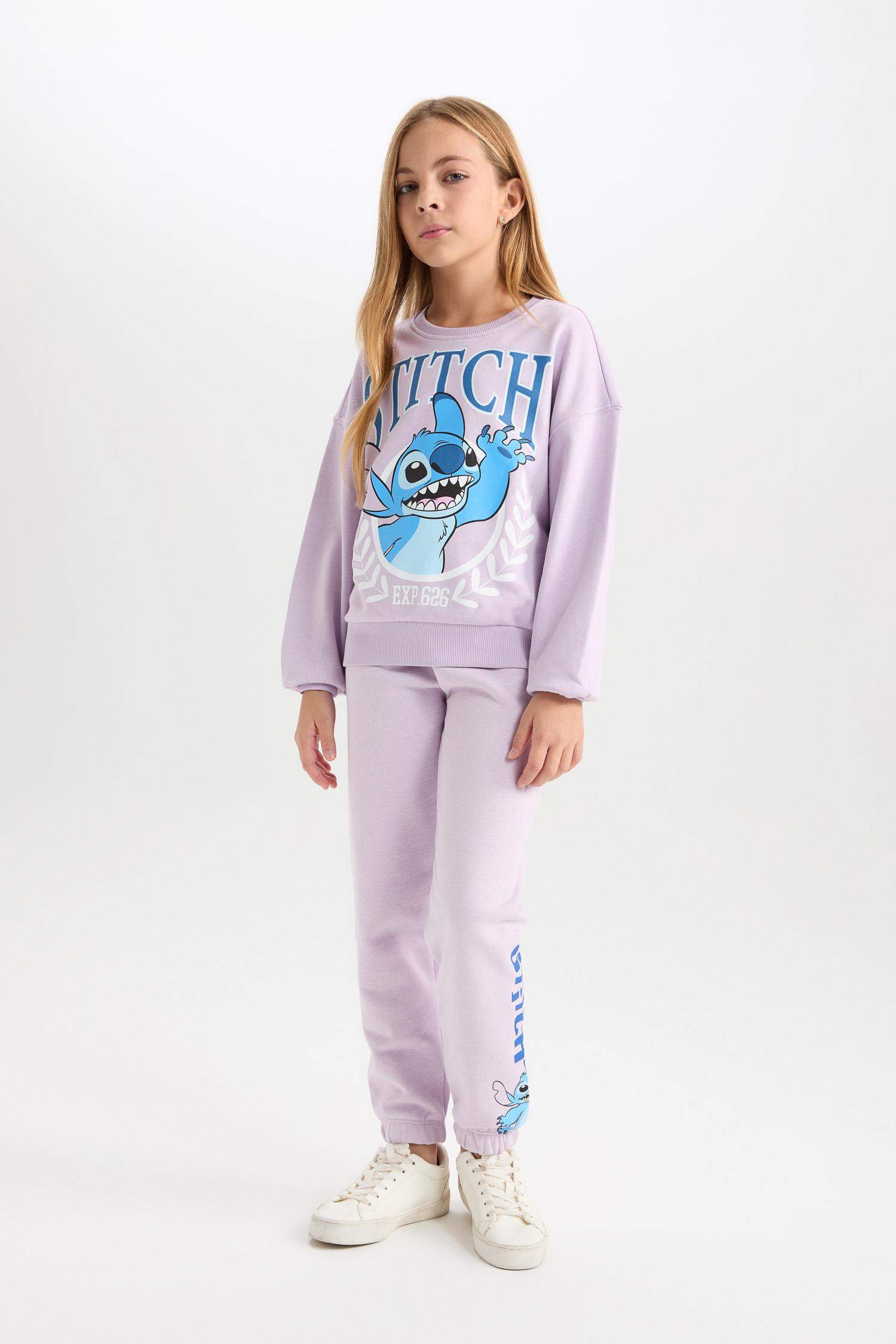 Kız Çocuk Disney Lilo & Stitch Beli Lastikli Standart Fit  Jogger Eşofman Altı