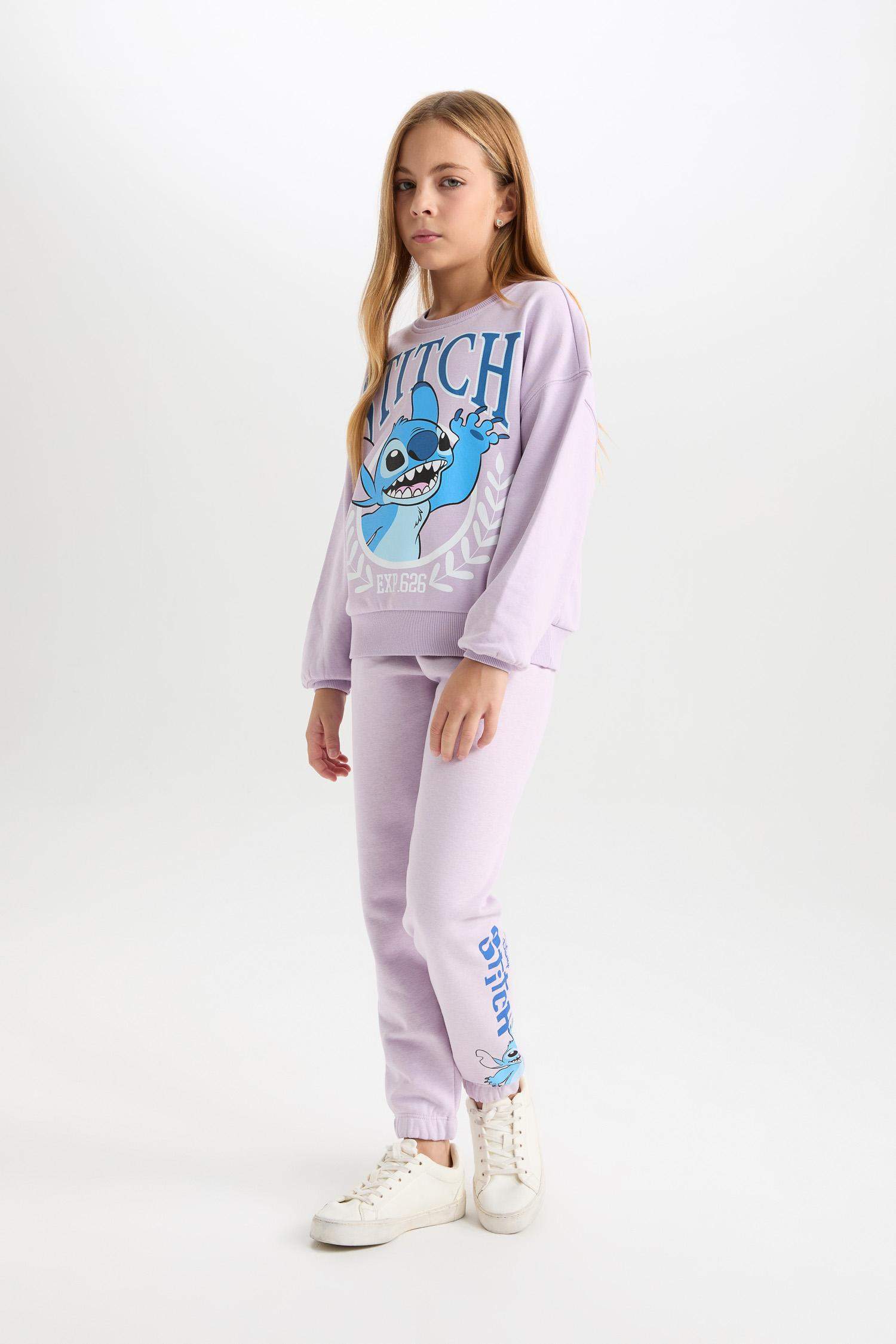 Kız Çocuk Disney Lilo & Stitch Beli Lastikli Standart Fit  Jogger Eşofman Altı