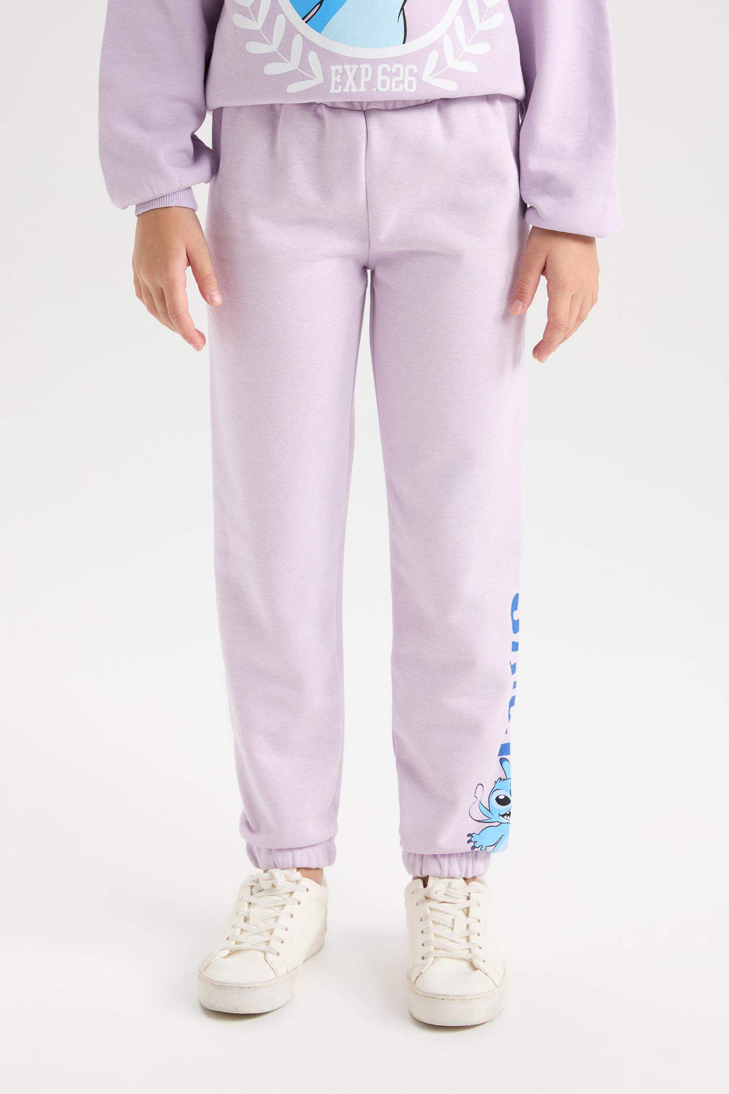 Kız Çocuk Disney Lilo & Stitch Beli Lastikli Standart Fit  Jogger Eşofman Altı