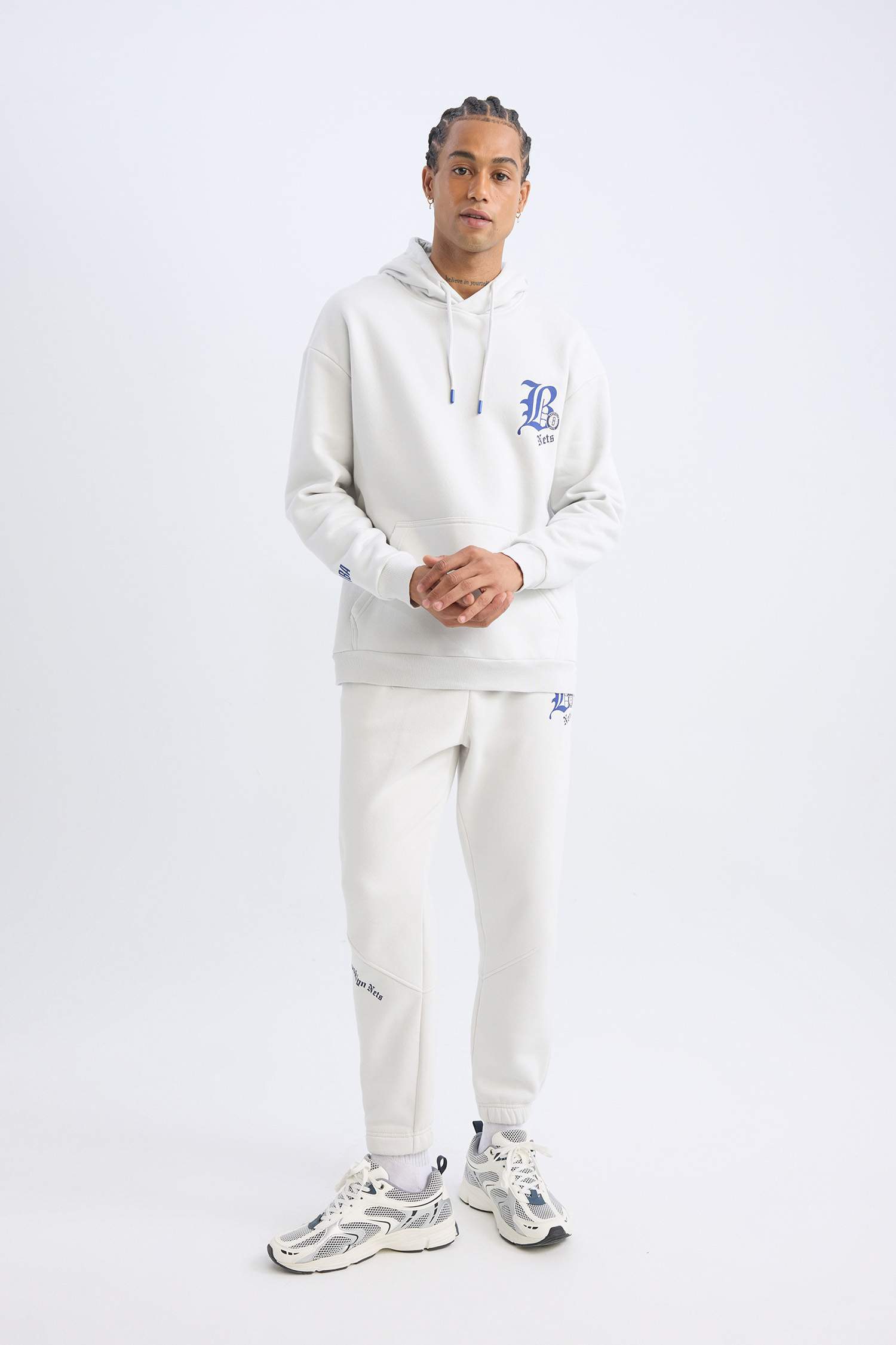 DeFactoFit Kalın Jogger Eşofman Altı NBA Brooklyn Nets Standart Fit Cepli Uzun Paça