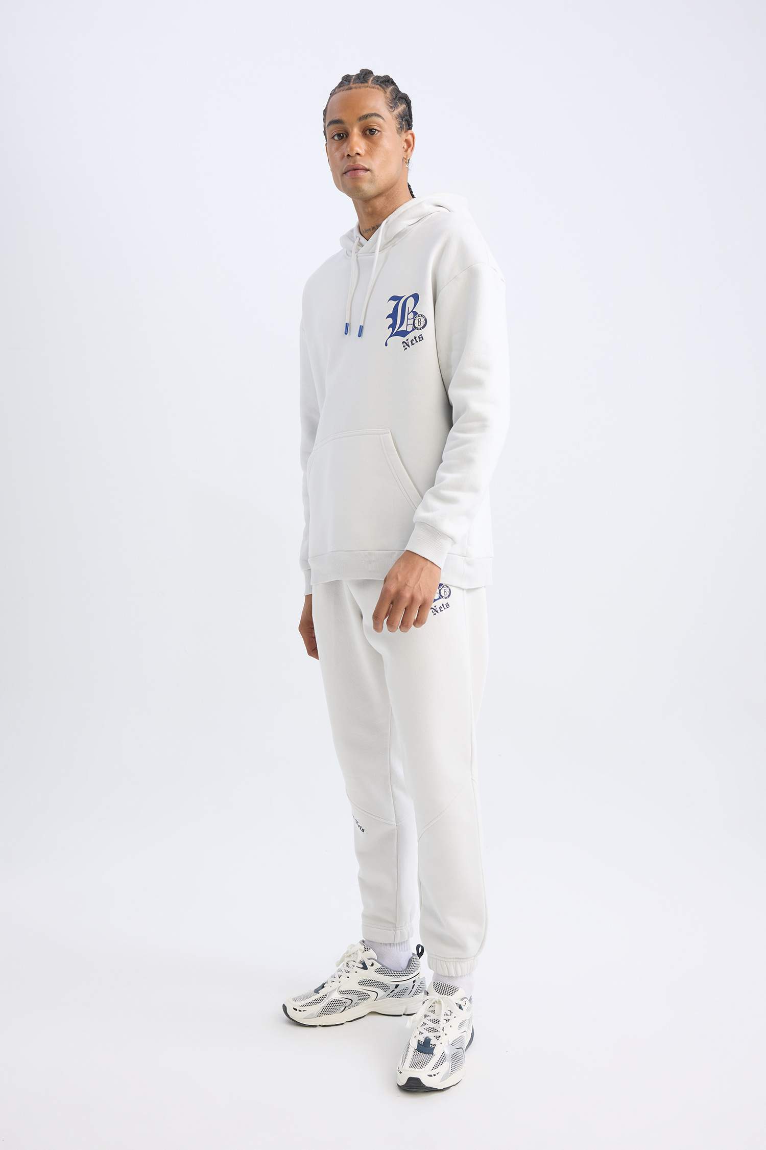 DeFactoFit Kalın Jogger Eşofman Altı NBA Brooklyn Nets Standart Fit Cepli Uzun Paça