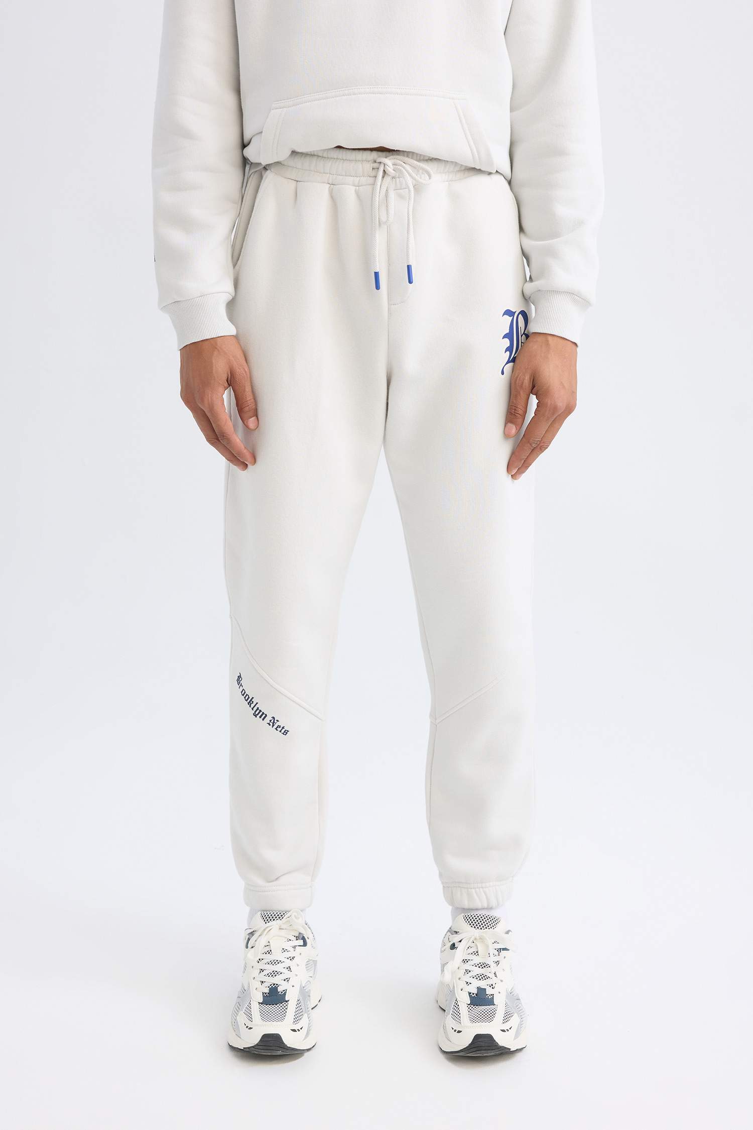 DeFactoFit Kalın Jogger Eşofman Altı NBA Brooklyn Nets Standart Fit Cepli Uzun Paça