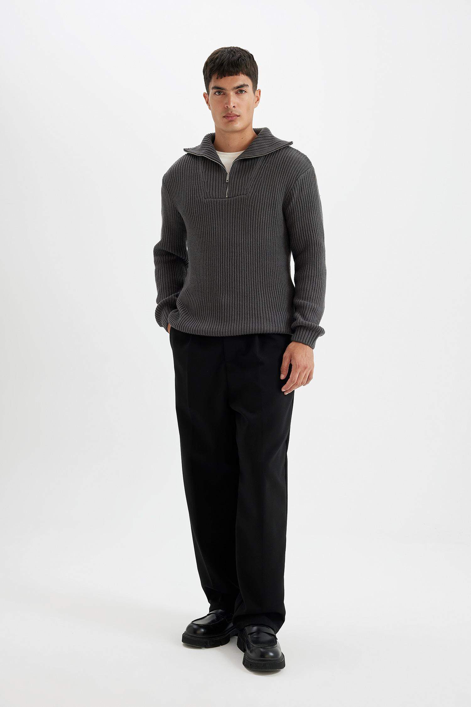 релакс пішімі мойынжейде трикотаж Пулловер