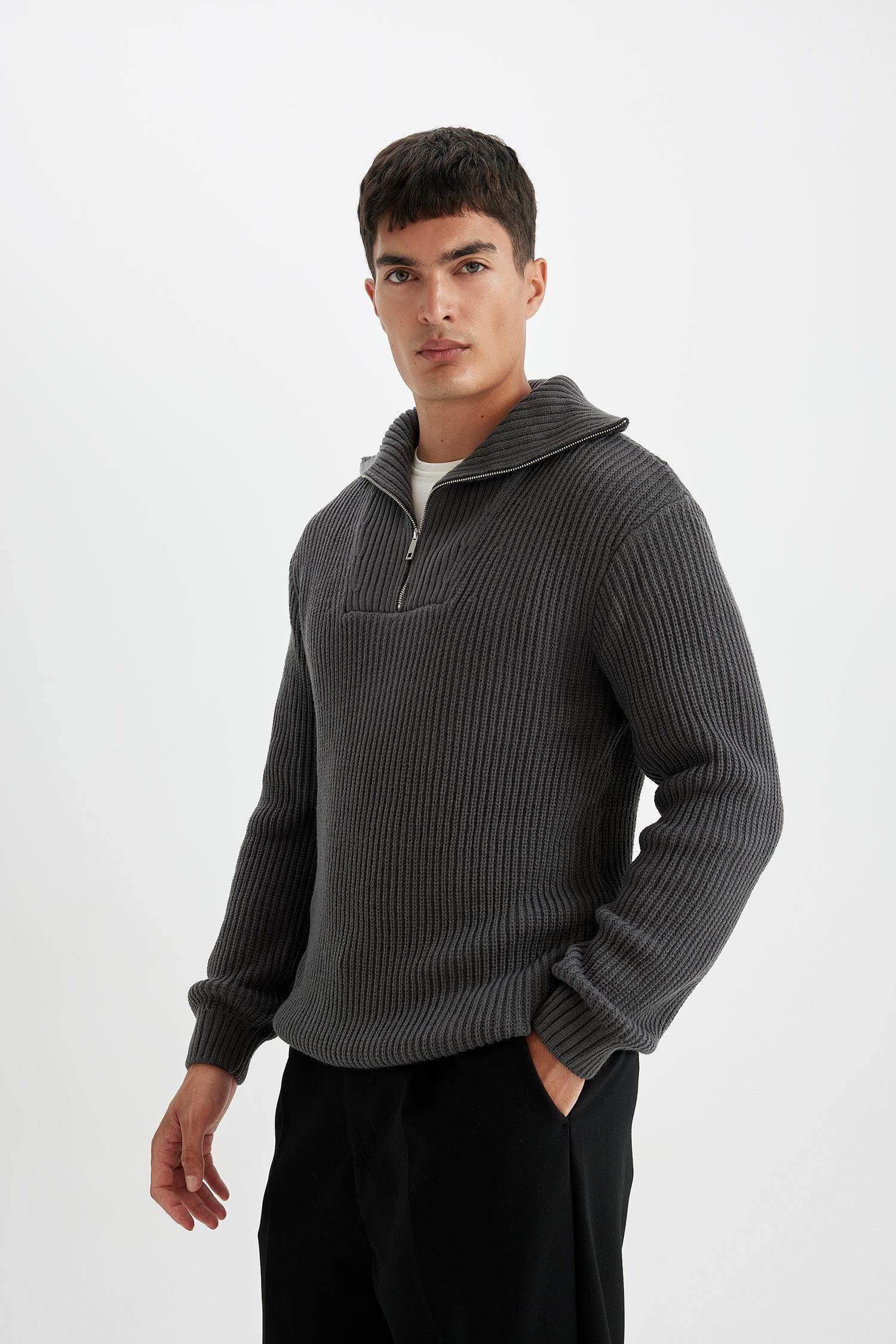 релакс пішімі мойынжейде трикотаж Пулловер