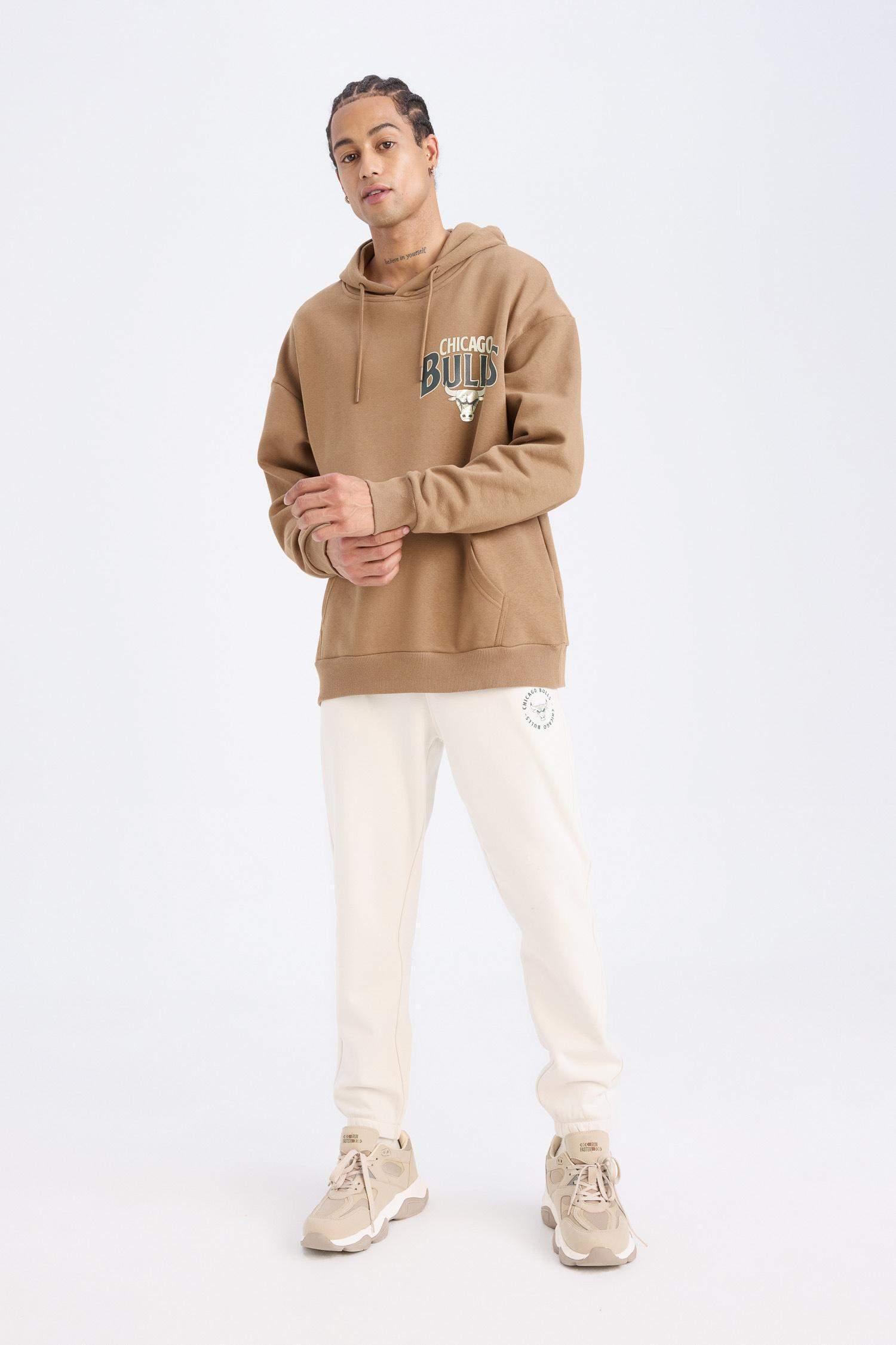 NBA Chicago Bulls Standart Fit Cepli Esnek Bantlı Paça Jogger Eşofman Altı