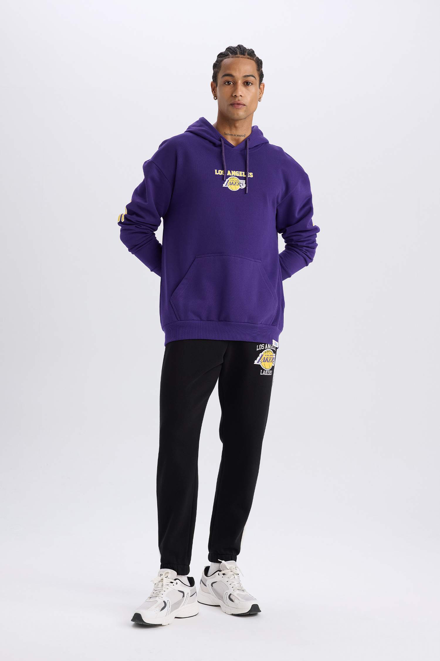 DeFactoFit NBA Los Angeles Lakers Boxy Fit Hooded Thick Sweatshirt