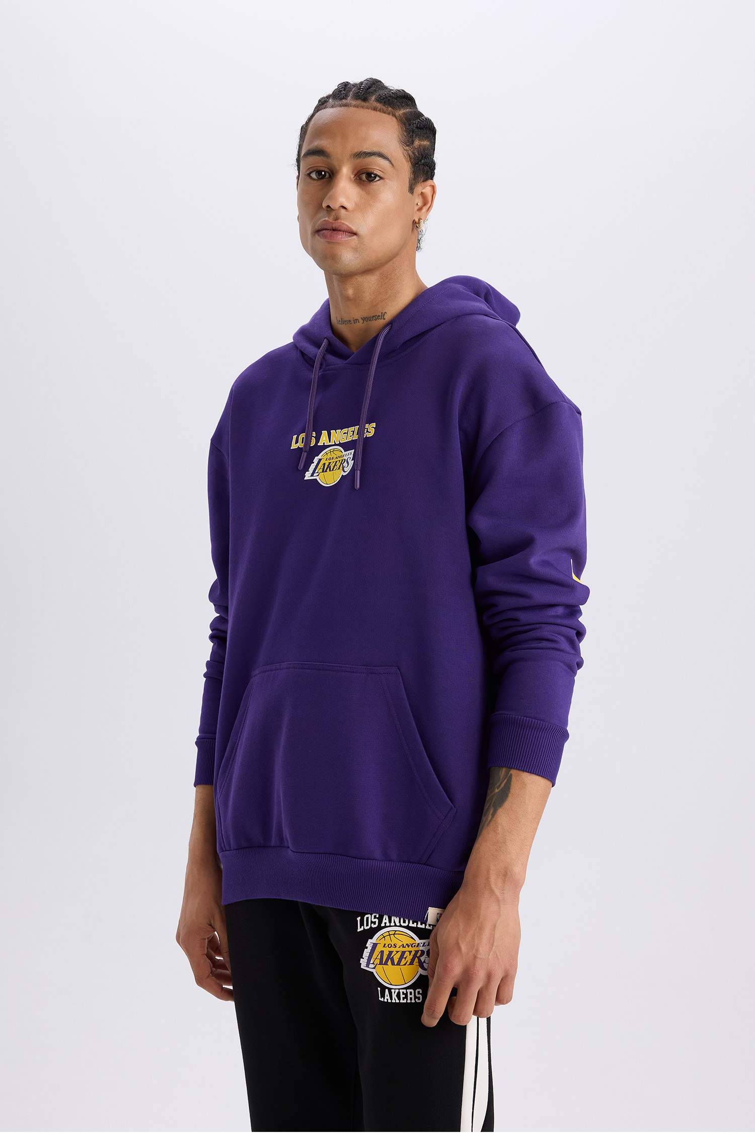 DeFactoFit NBA Los Angeles Lakers Boxy Fit Hooded Thick Sweatshirt