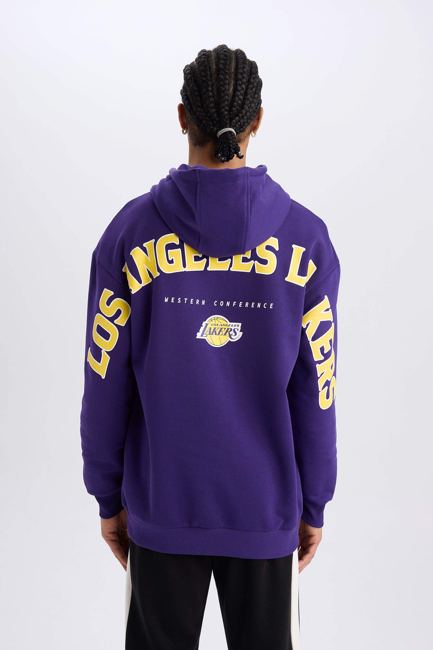DeFactoFit NBA Los Angeles Lakers Boxy Fit Hooded Thick Sweatshirt