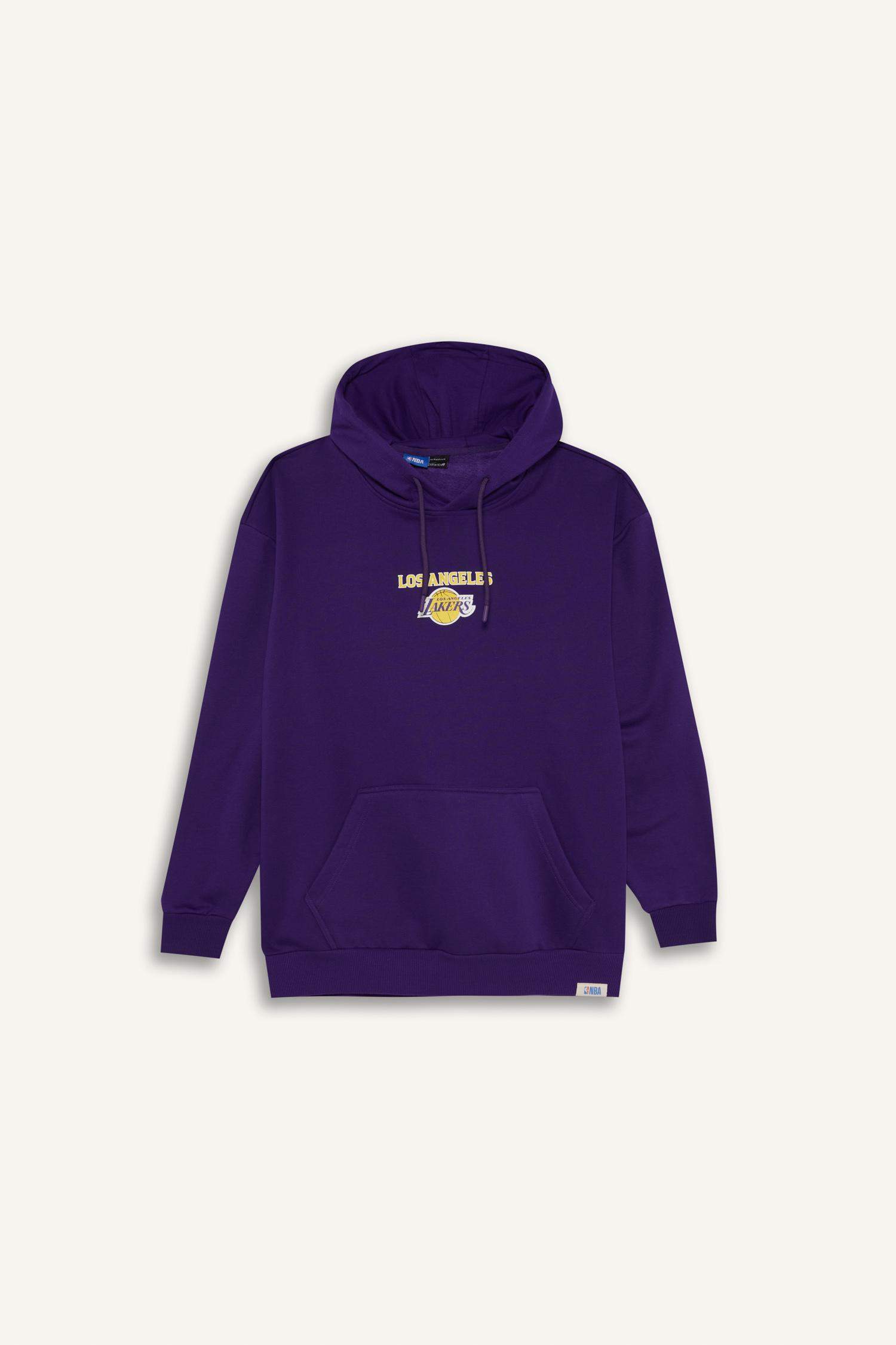 DeFactoFit NBA Los Angeles Lakers Boxy Fit Hooded Thick Sweatshirt
