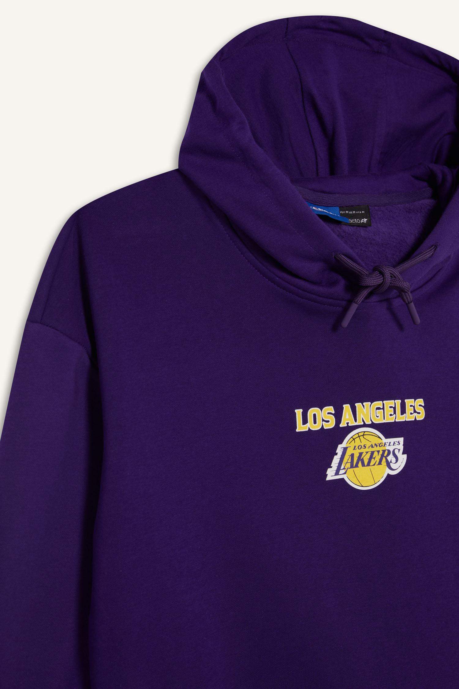 DeFactoFit NBA Los Angeles Lakers Boxy Fit Hooded Thick Sweatshirt