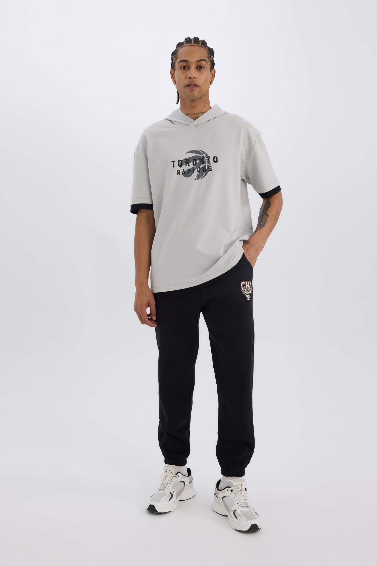 DeFactoFit NBA Chicago Bulls Standard Fit Waist Tied Thick Sweatpants