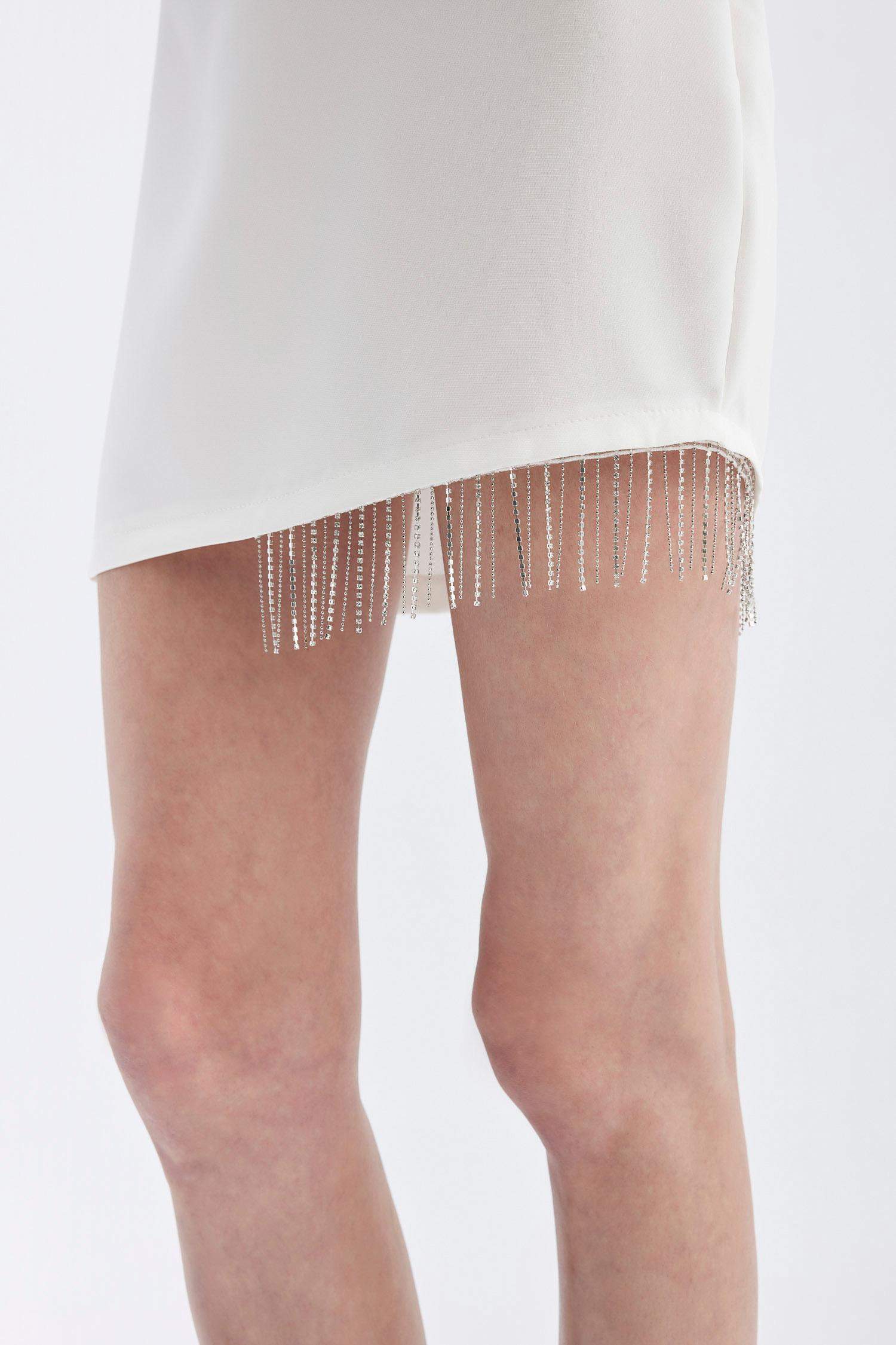 Bodycon Vücudu Saran Tek Omuzlu Kolsuz Mini Abiye Elbise