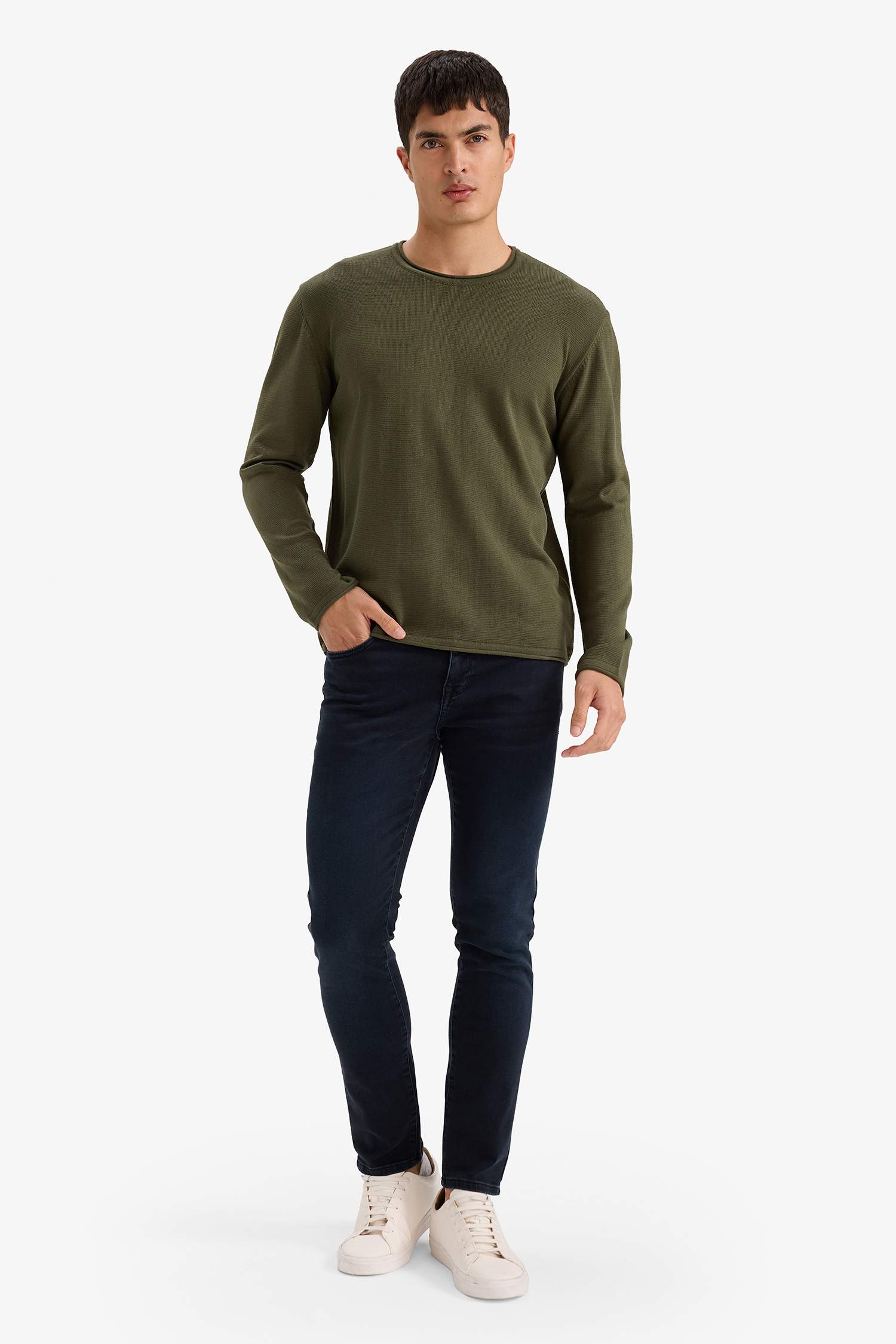 Pull en tricot à col rond Coupe décontractée