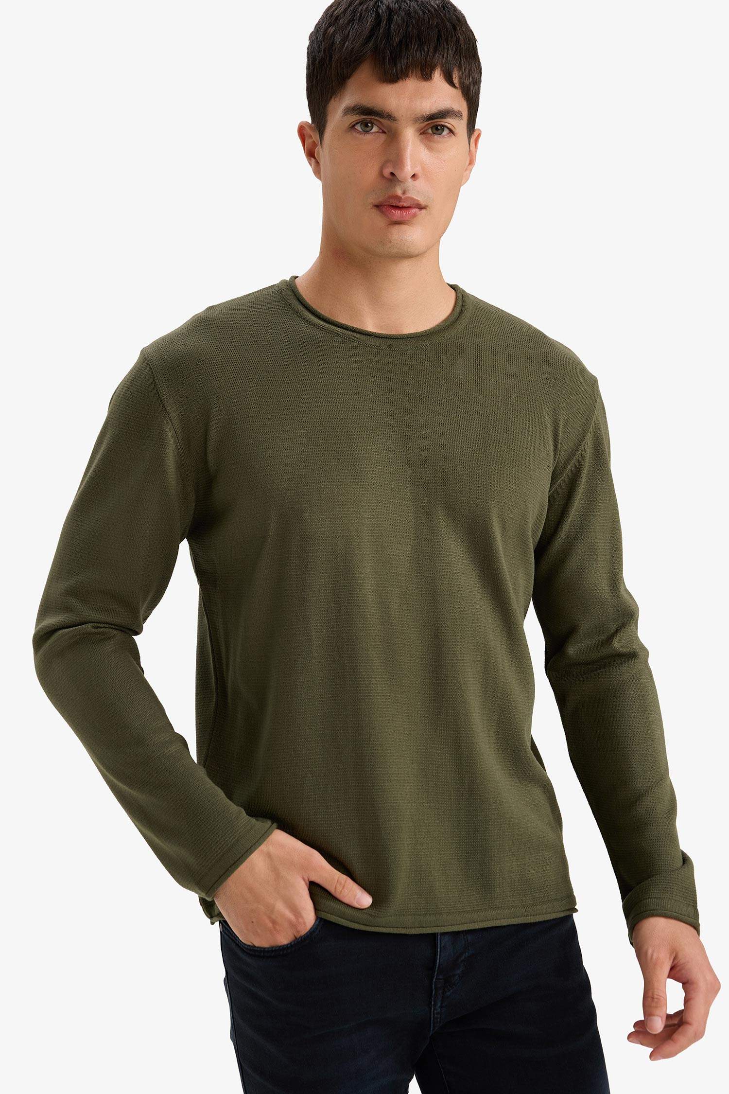 Pull en tricot à col rond Coupe décontractée