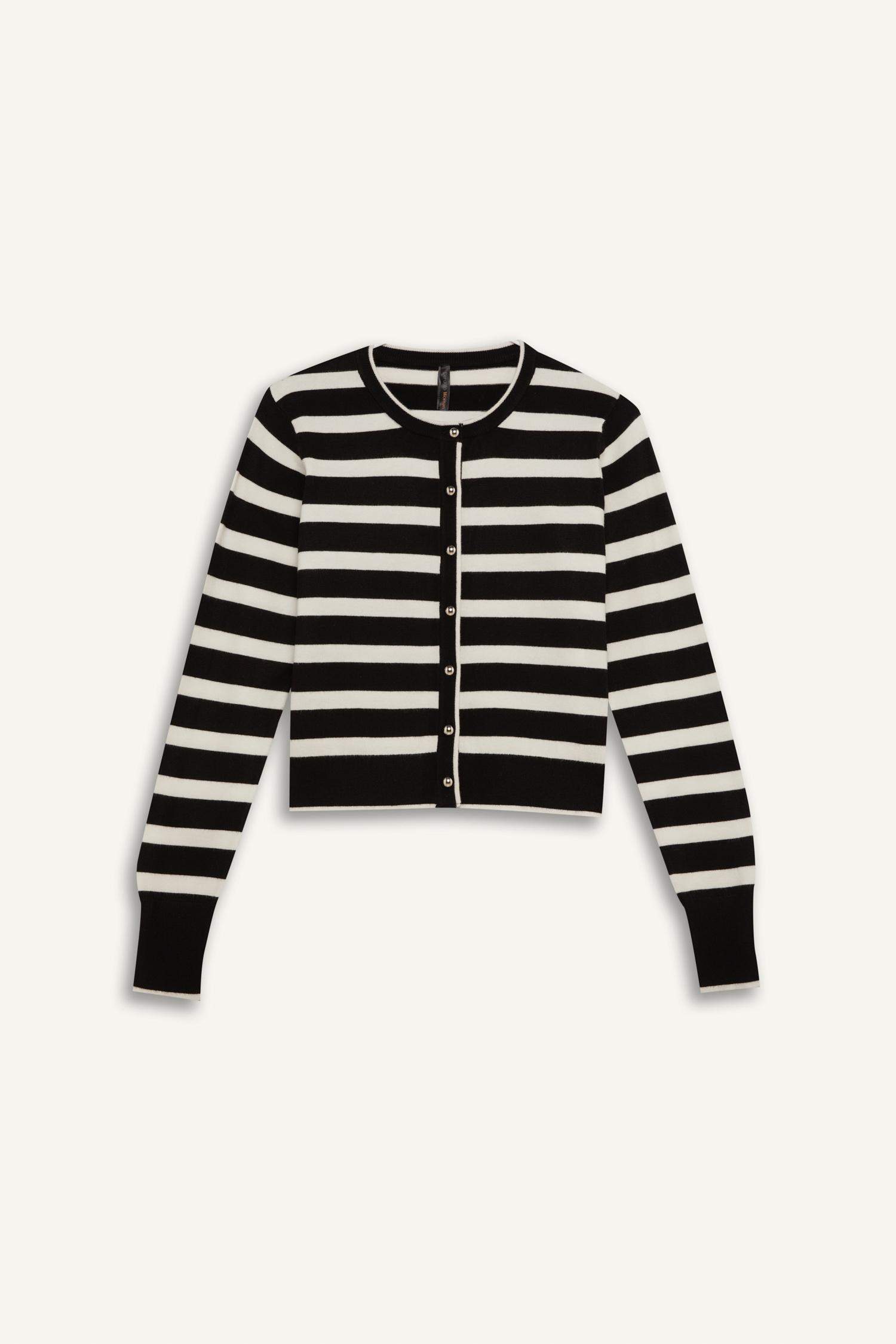 Regular Fit Striped Crew Neck Cardigan