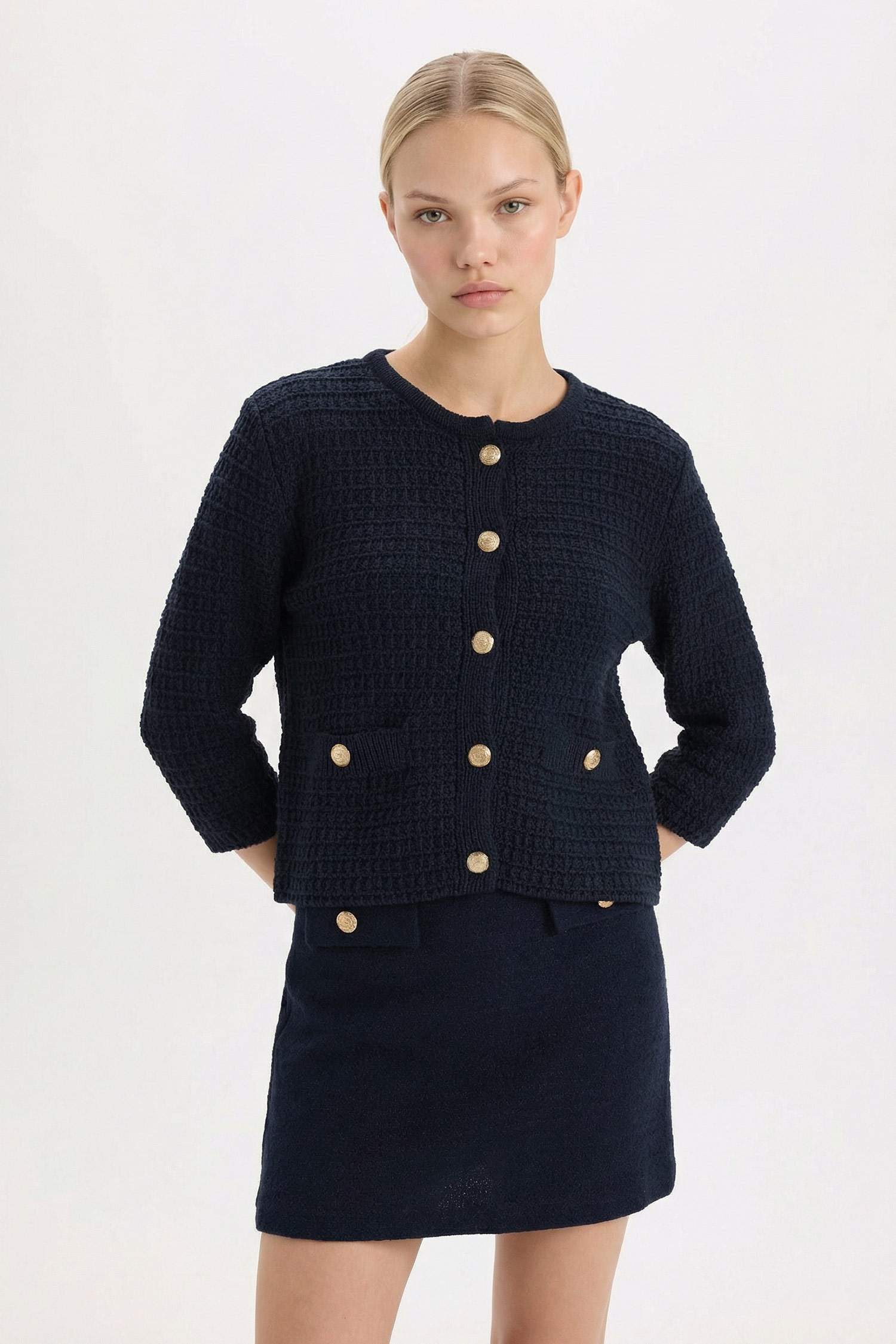 Regular Fit Crew Neck Cardigan