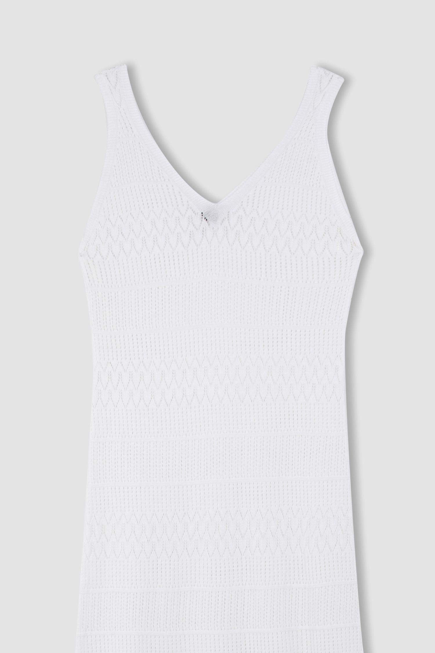 Mini Robe Slim Blanche sans Manches