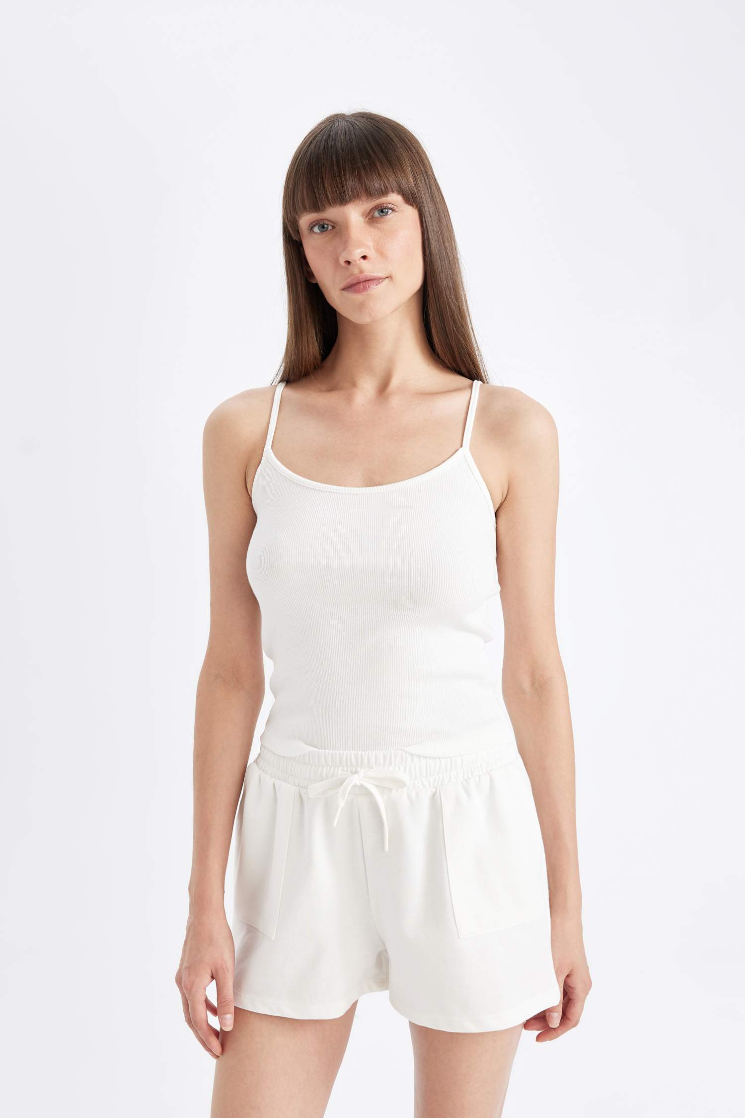 Regular Fit Yuvarlak Yaka Fitilli Kaşkorse Basic Düz Atlet