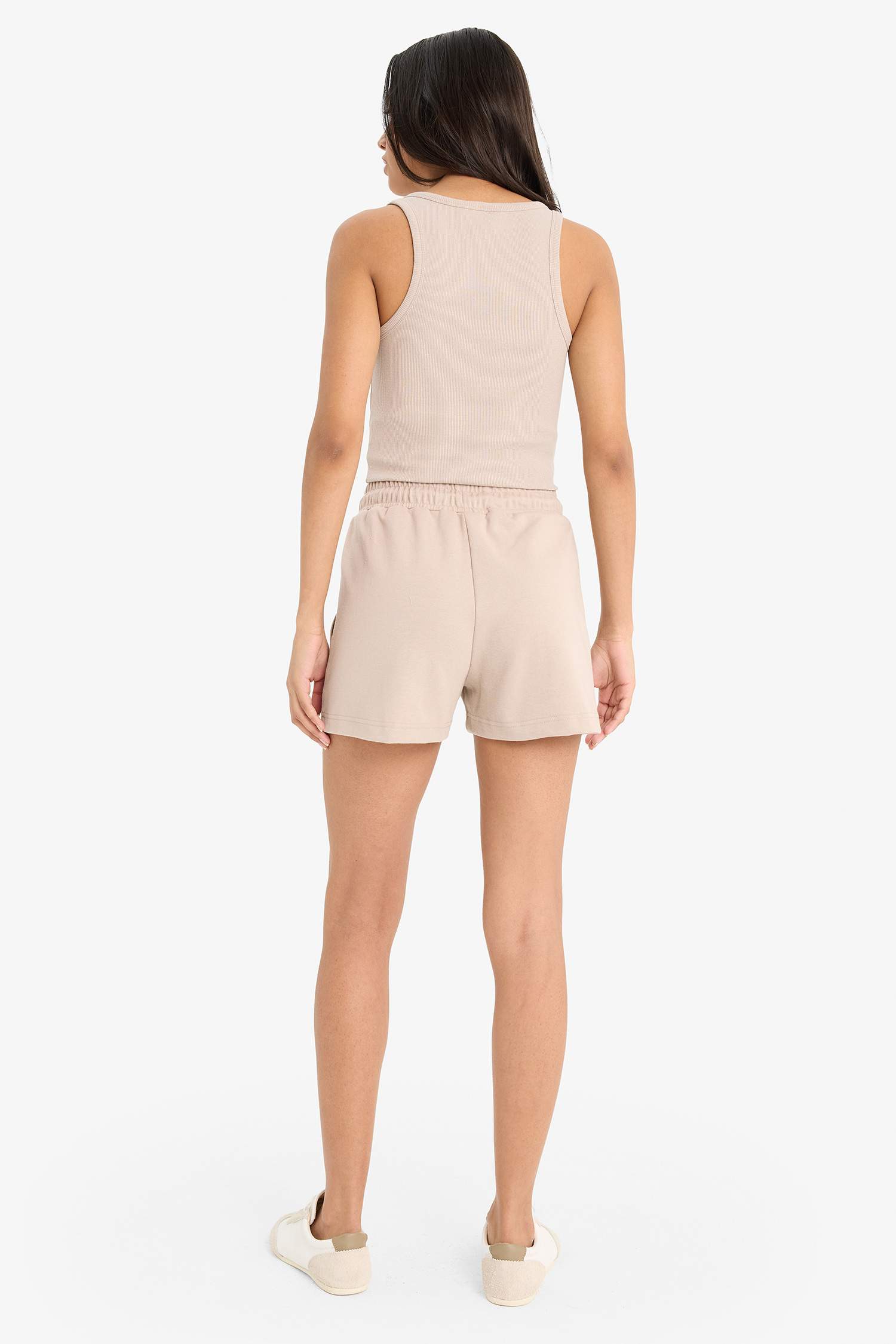 Regular Fit Beli Lastikli Bağcıklı Bermuda Şort