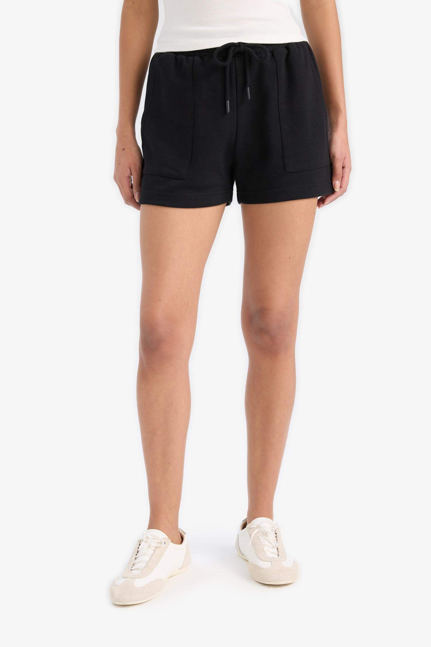 Regular Fit Beli Lastikli Bağcıklı Bermuda Şort