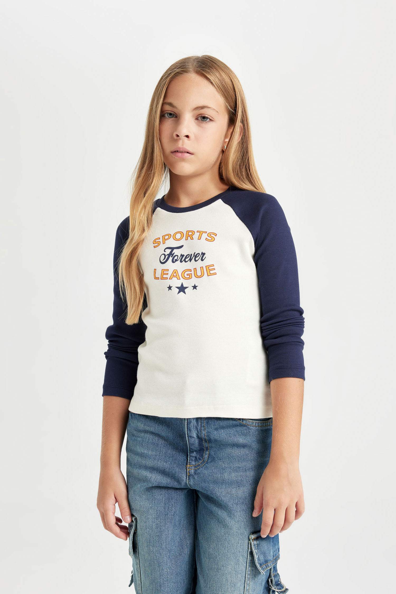 T-shirt à manches longues et à col rond imprimé pour Fille