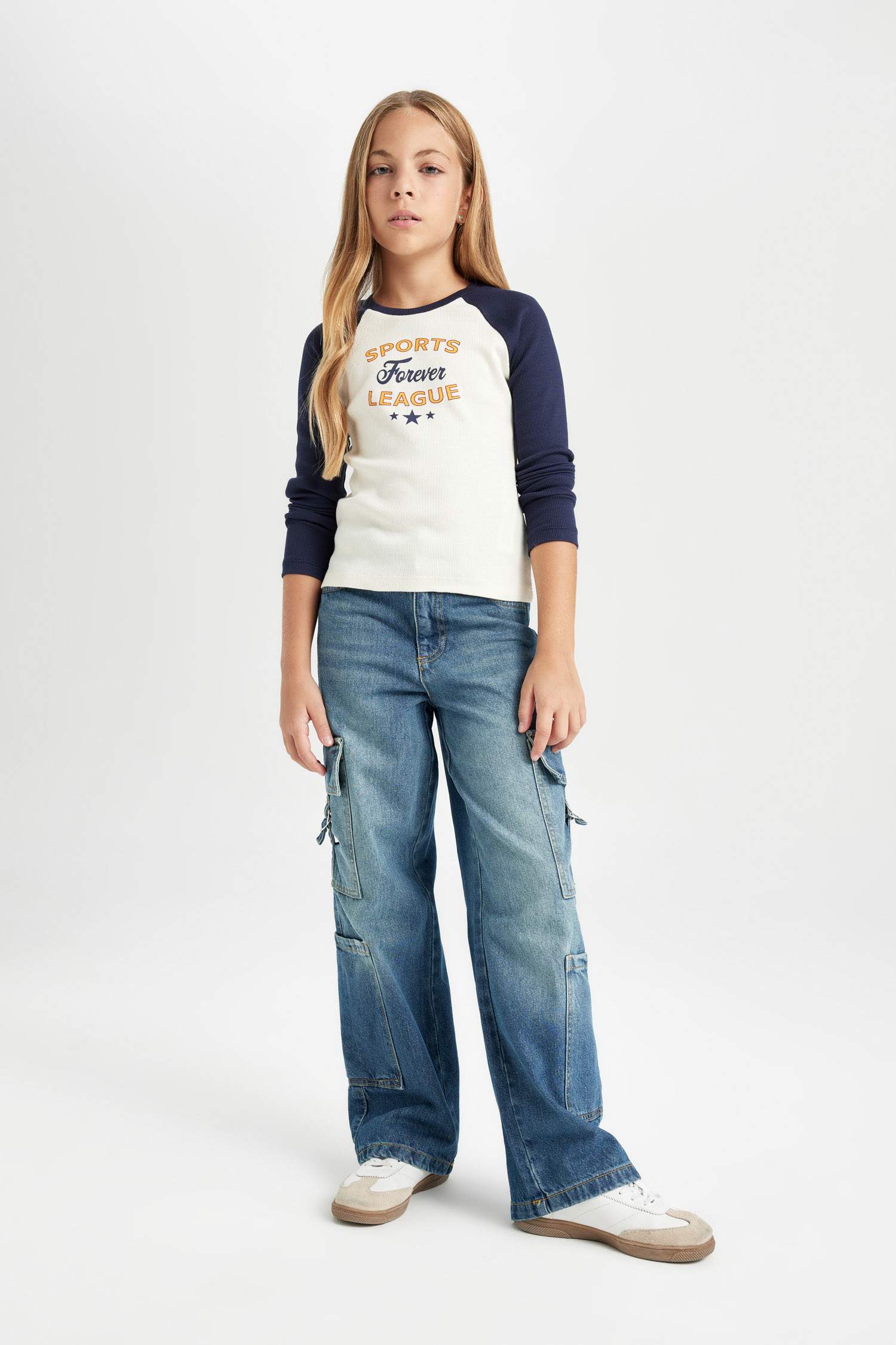 T-shirt à manches longues et à col rond imprimé pour Fille