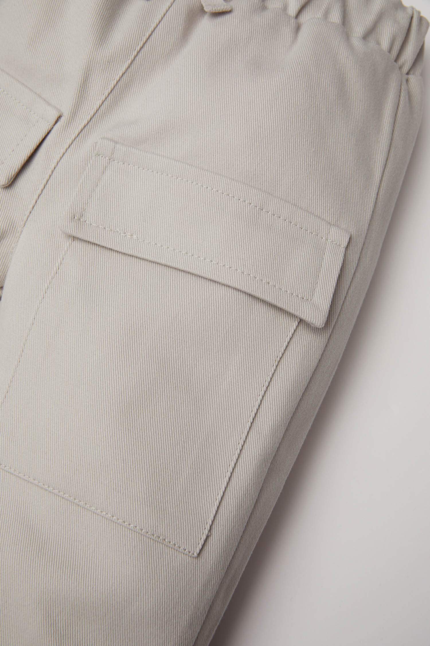 Erkek Bebek Bağcıklı Cepli Lastikli Paça Jogger Gabardin Pantolon