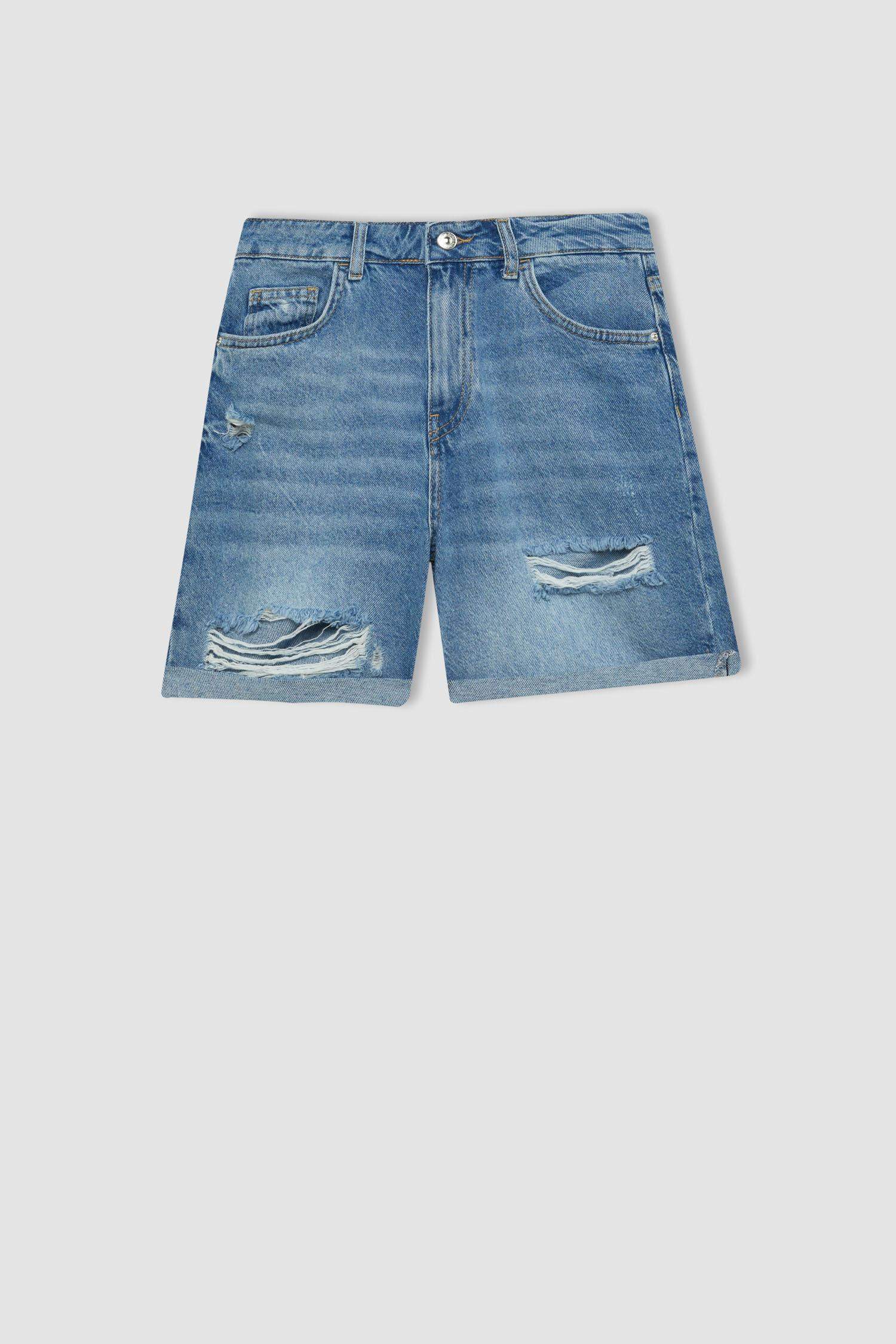 Fitted Bisiklet Yaka Baskılı Kısa Kollu Tişört