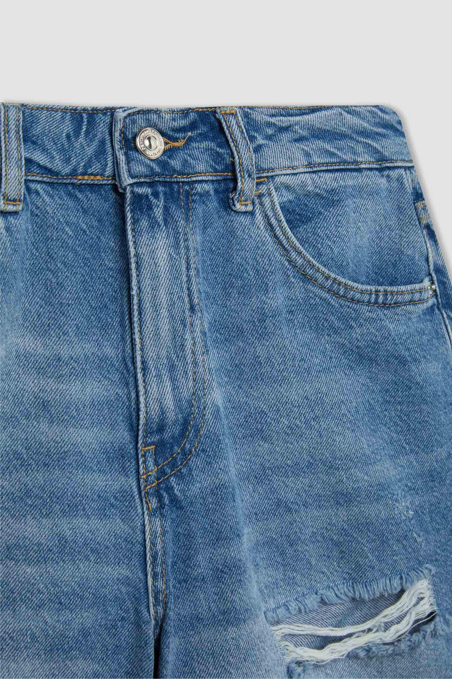 Fitted Bisiklet Yaka Baskılı Kısa Kollu Tişört