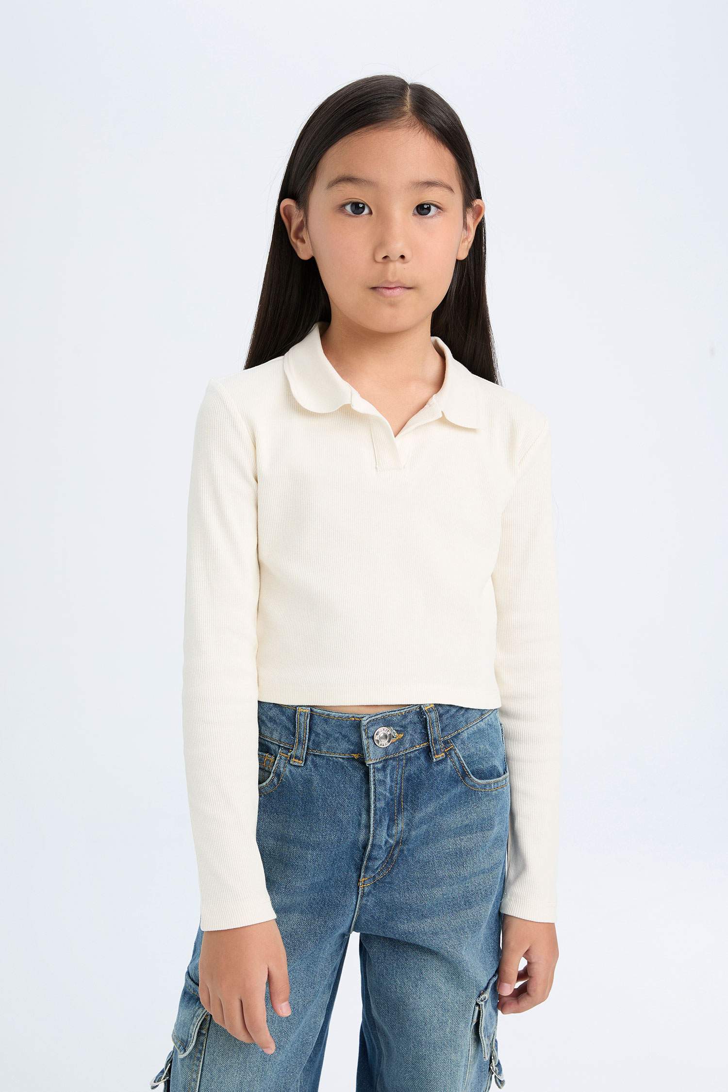 T-shirt Polo basique à manches longues pour Fille