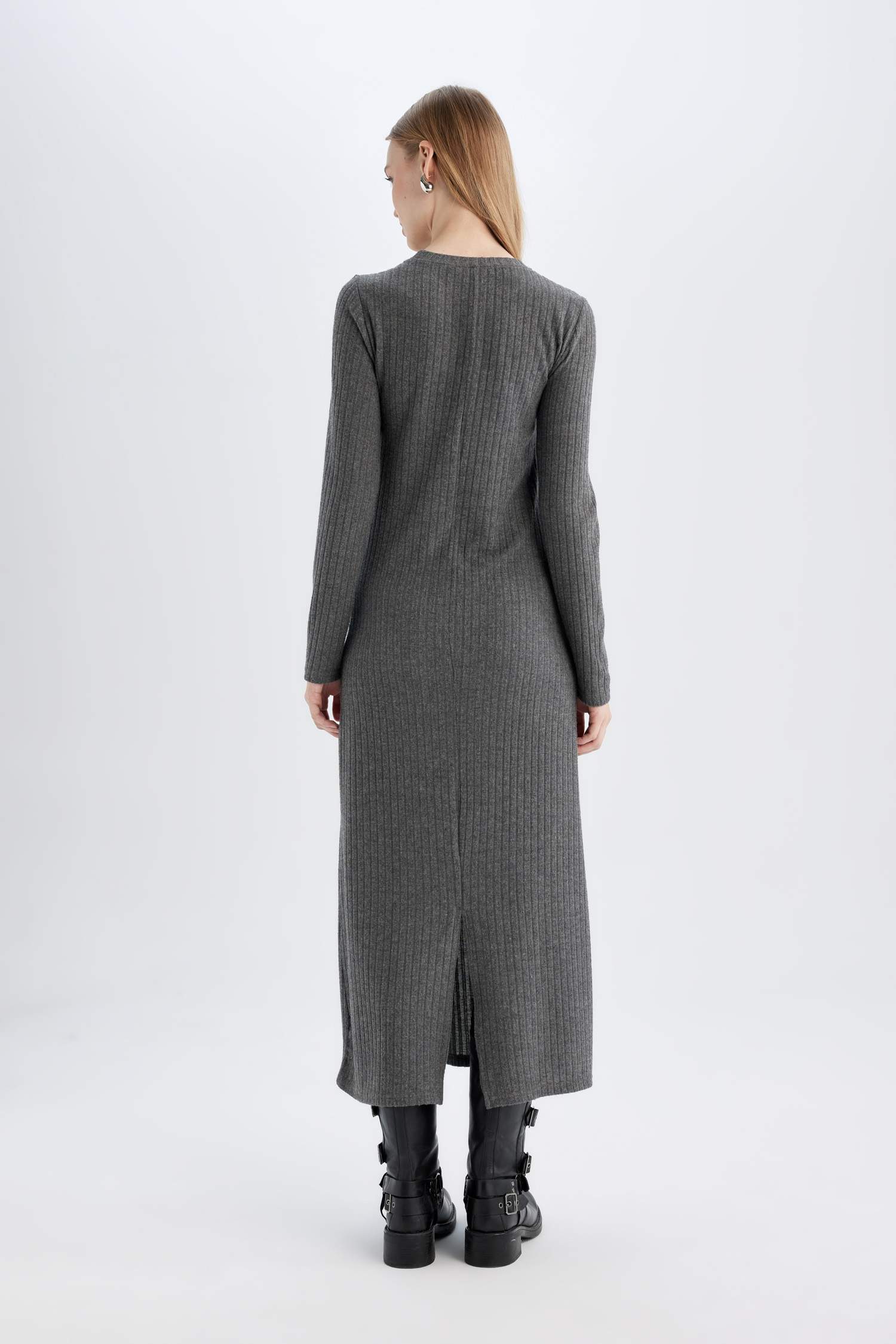 Bodycon Crew Neck Basic Long Sleeve Maxi Dress