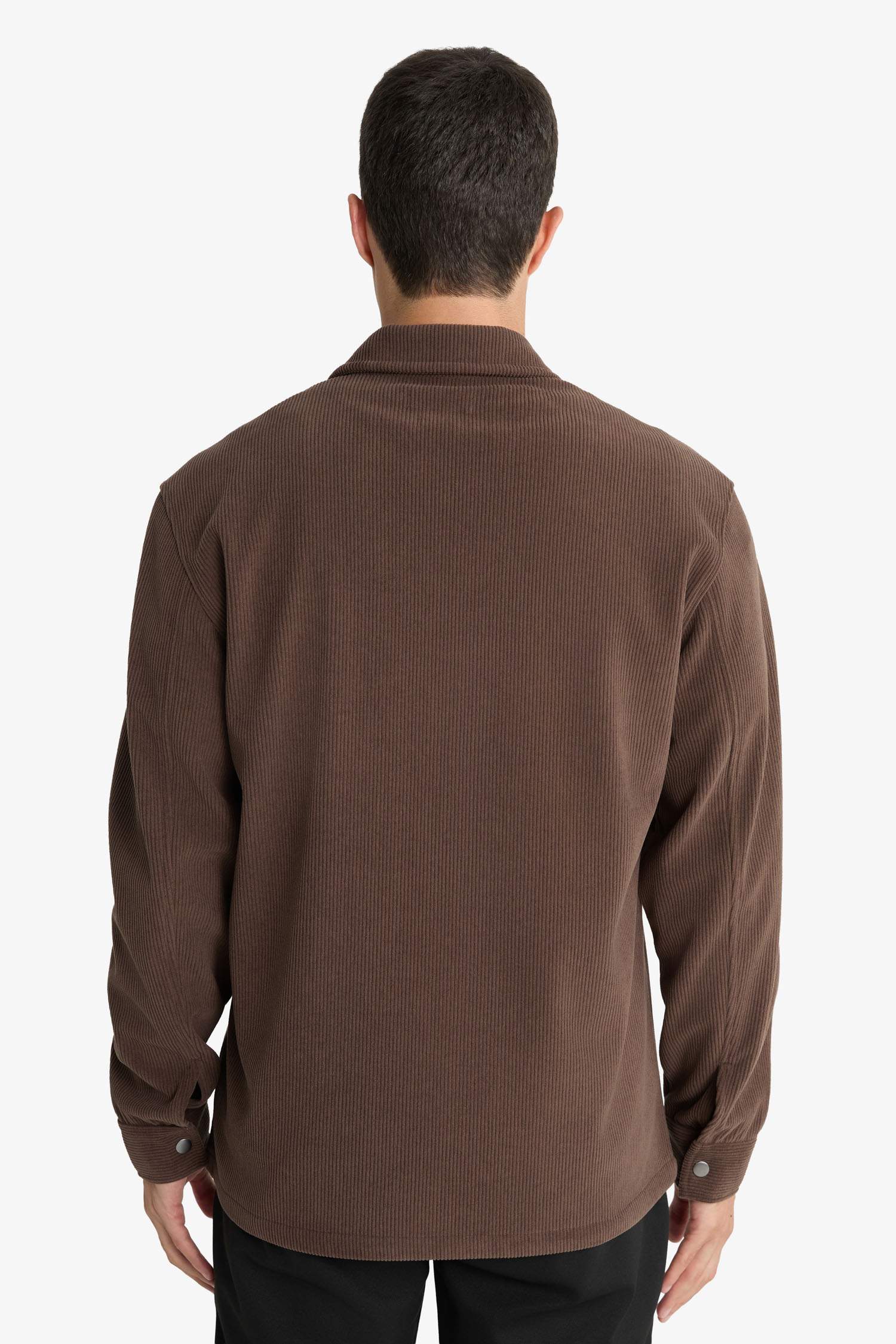 Regular Fit Polo Yaka Fitilli Kadife Gömlek Ceket