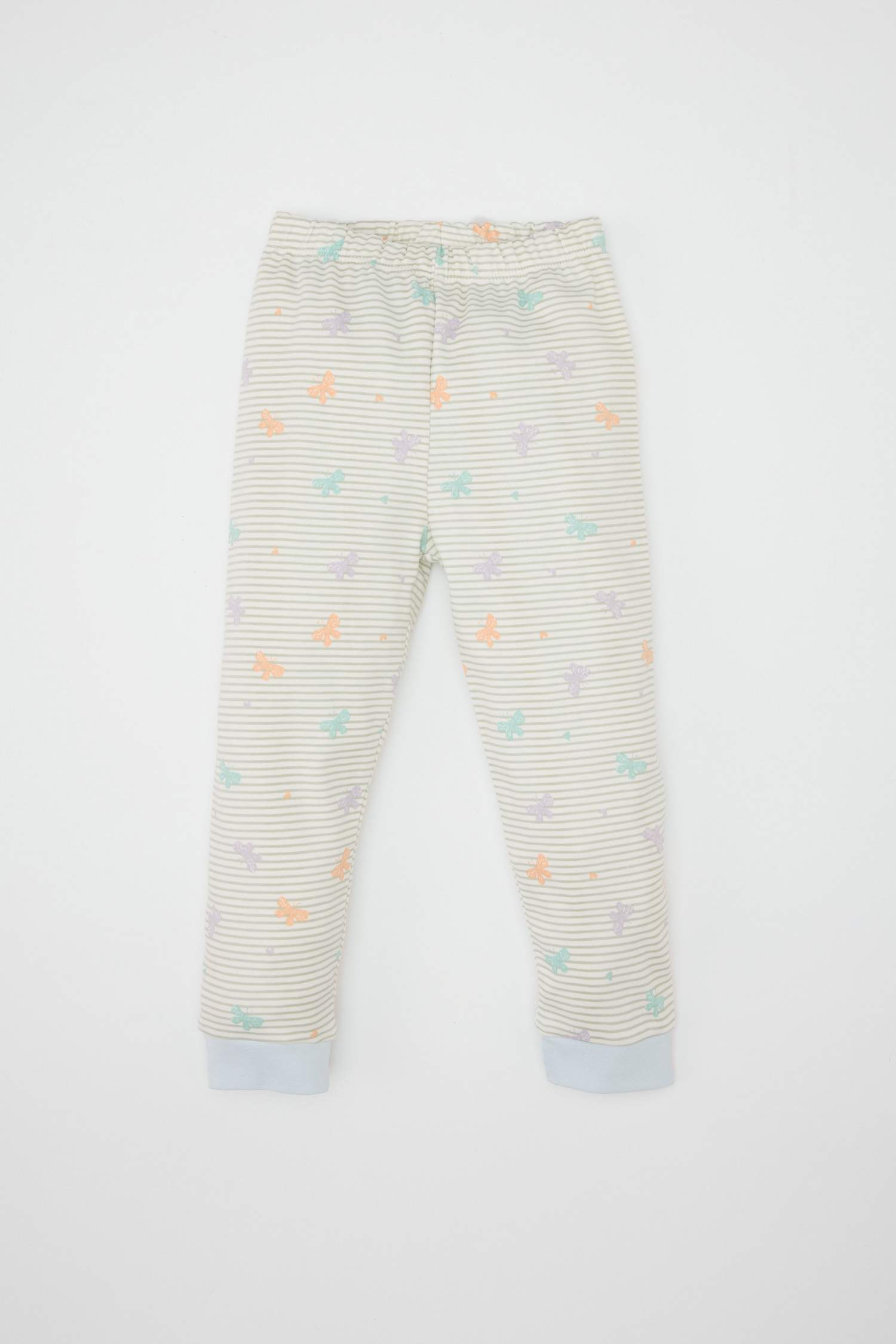 Baby Girl Butterfly Patterned Top Bottom 2 Piece Pajama Set